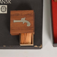 Dansk by Jens Quistgaard Teak & Stainless Match Box Holder Set Denmark 1960s