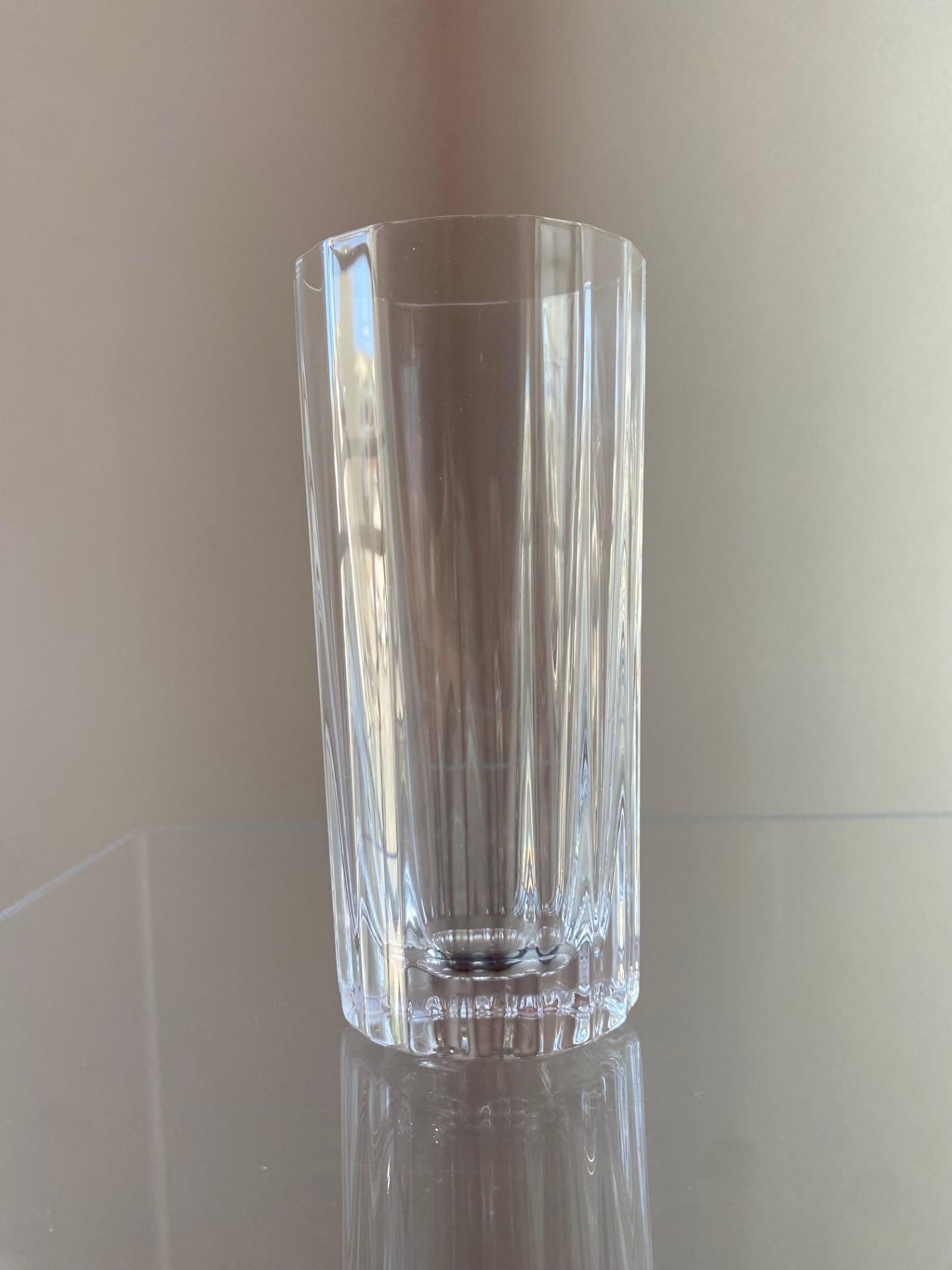 Modern Dansk Crystal Oval Facette Highball Glasses Set of 5 For Sale