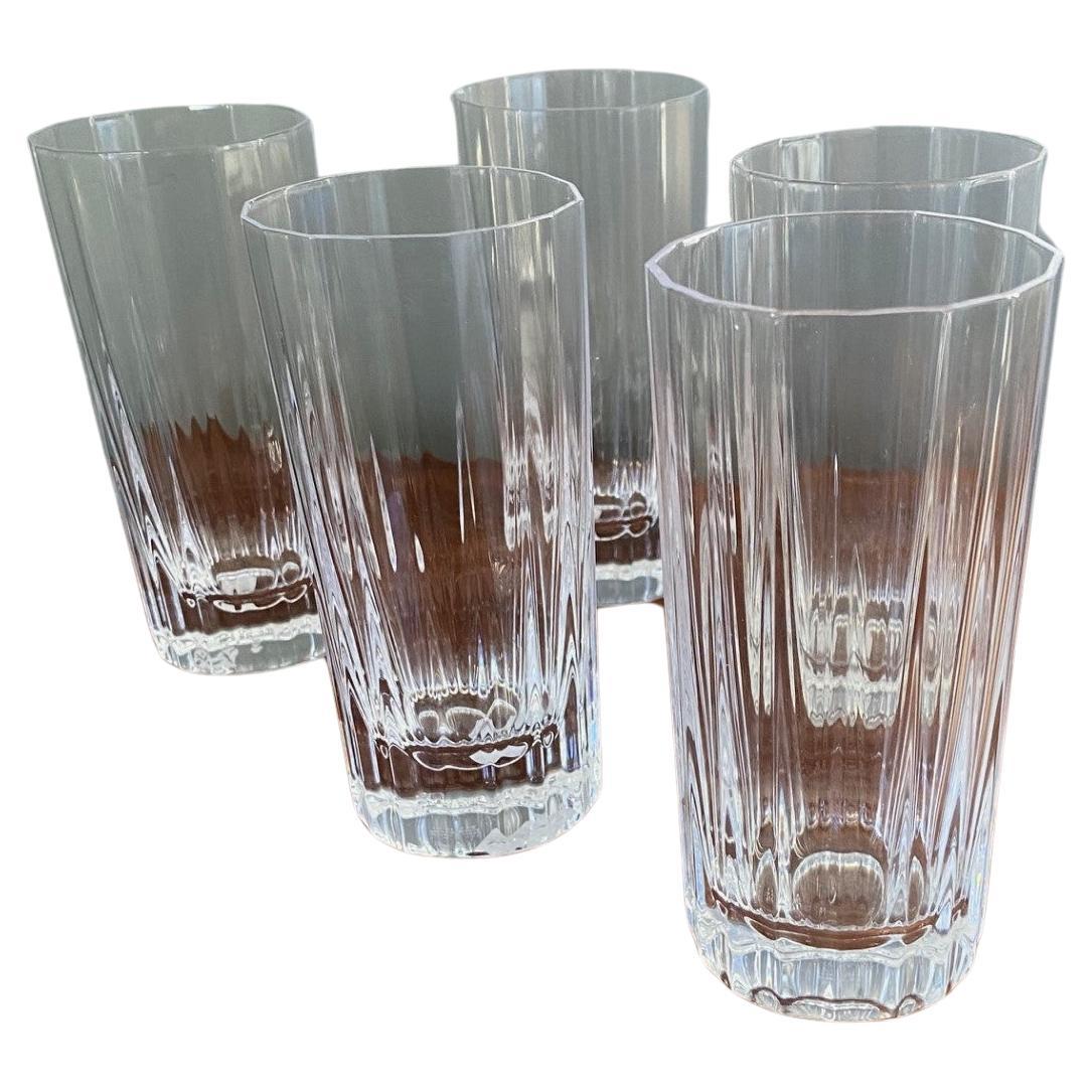 Dansk Crystal Oval Facette Highball Glasses Set of 5 For Sale