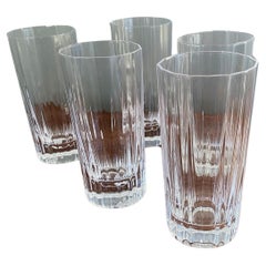 Retro Dansk Crystal Oval Facette Highball Glasses Set of 5