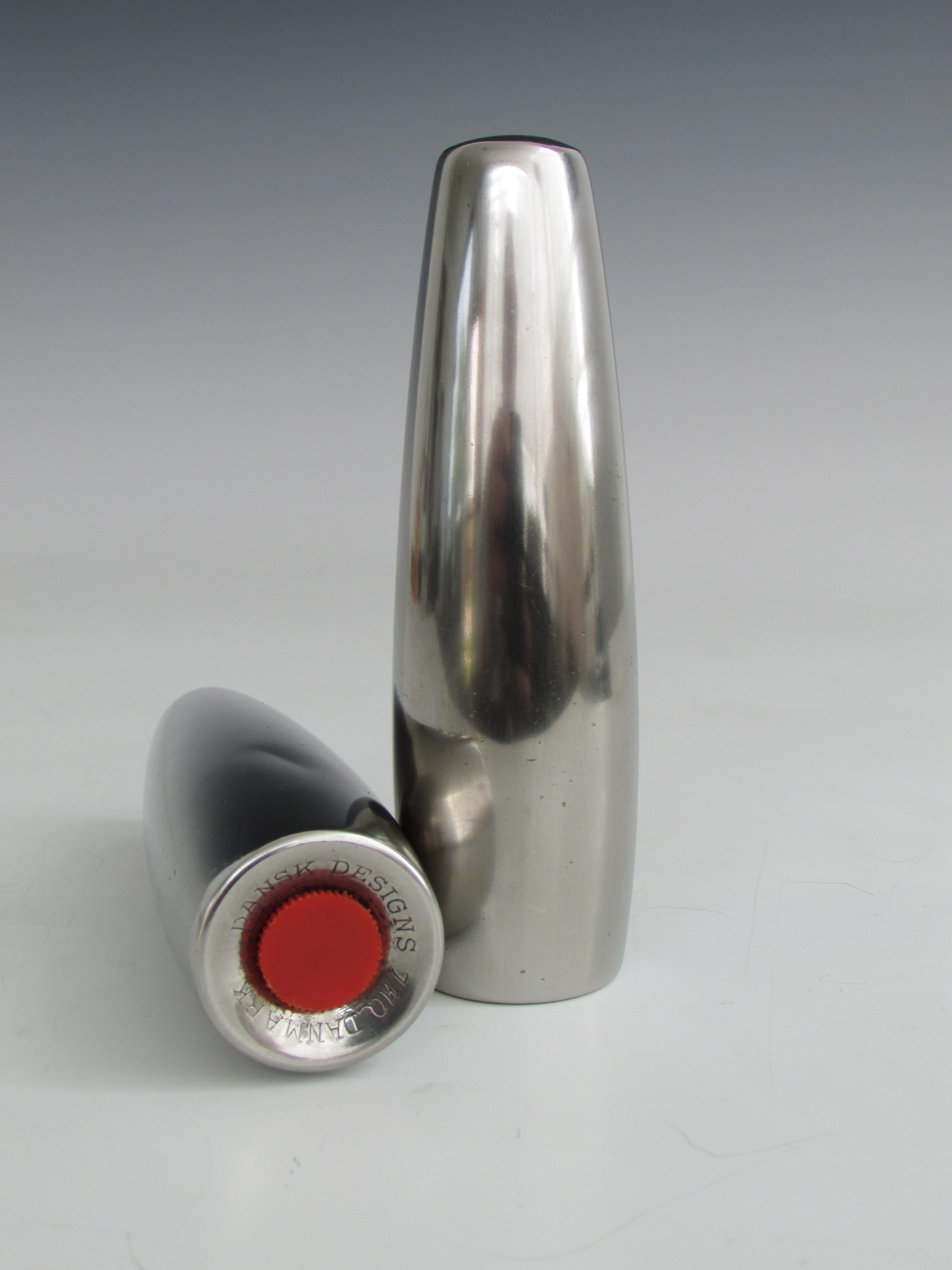 Mid-Century Modern Dansk Denmark Quistgaard Design Stainless Steel Salt Pepper Shakers For Sale