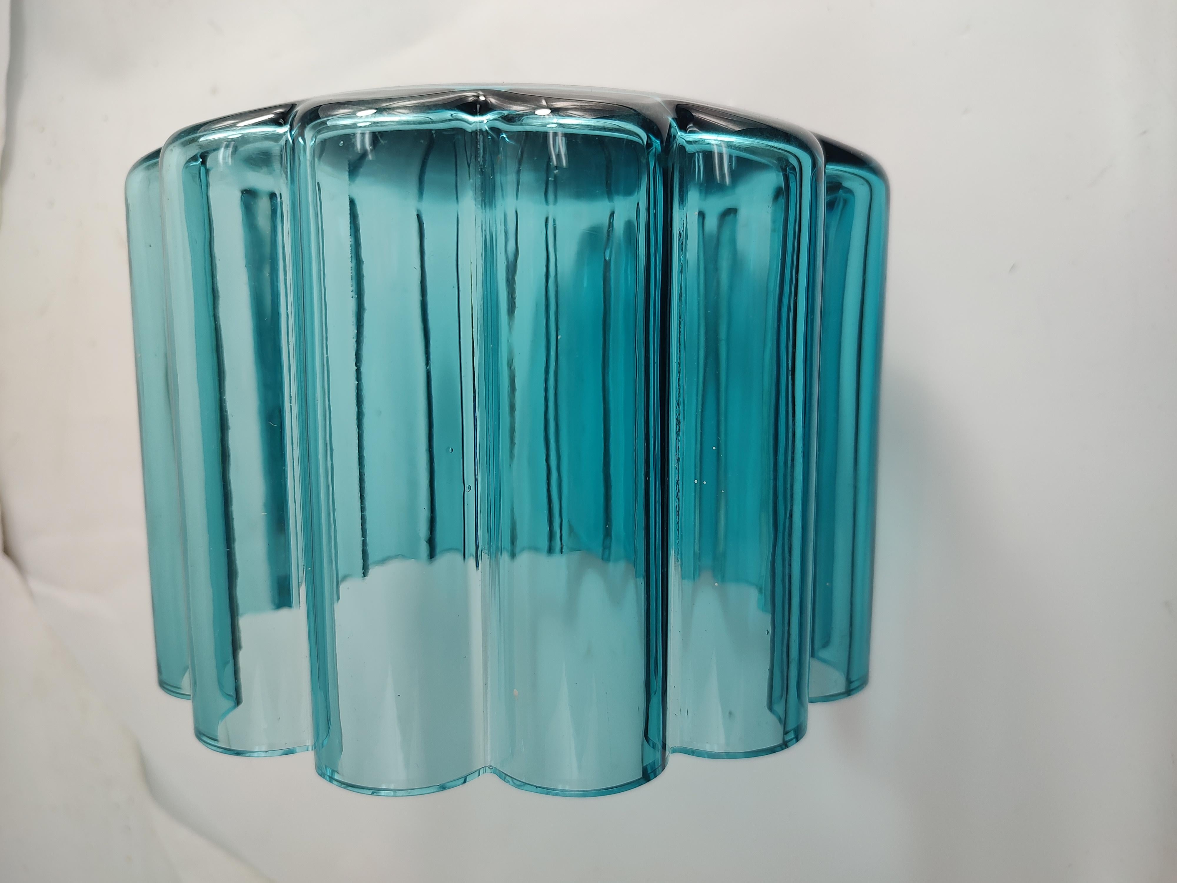 Hand-Crafted Dansk Design Scalloped Blue Art Glass Vase Bowl by Jens Quistgaard For Sale
