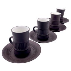 Vintage Dansk Design Set of 4 Espresso / Coffee Cups & Saucers by Quistgaard
