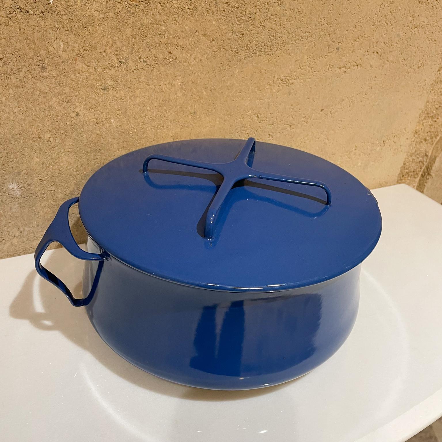 Mid-Century Modern Dansk Designs Blue Enamelware Casserole Pot with Trivet Top IHQ France