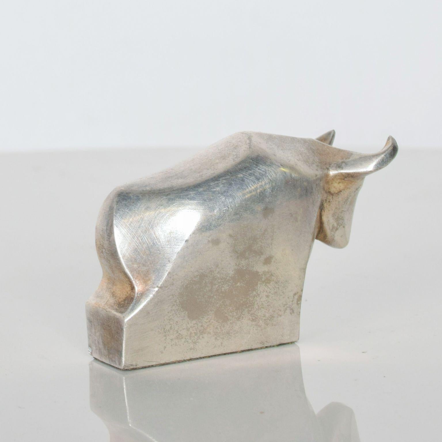 Dansk Designs Bull Paperweight Silver Midcentury Danish Modern Toro In Good Condition In Chula Vista, CA