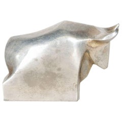 Vintage Dansk Designs Bull Paperweight Silver Midcentury Danish Modern Toro