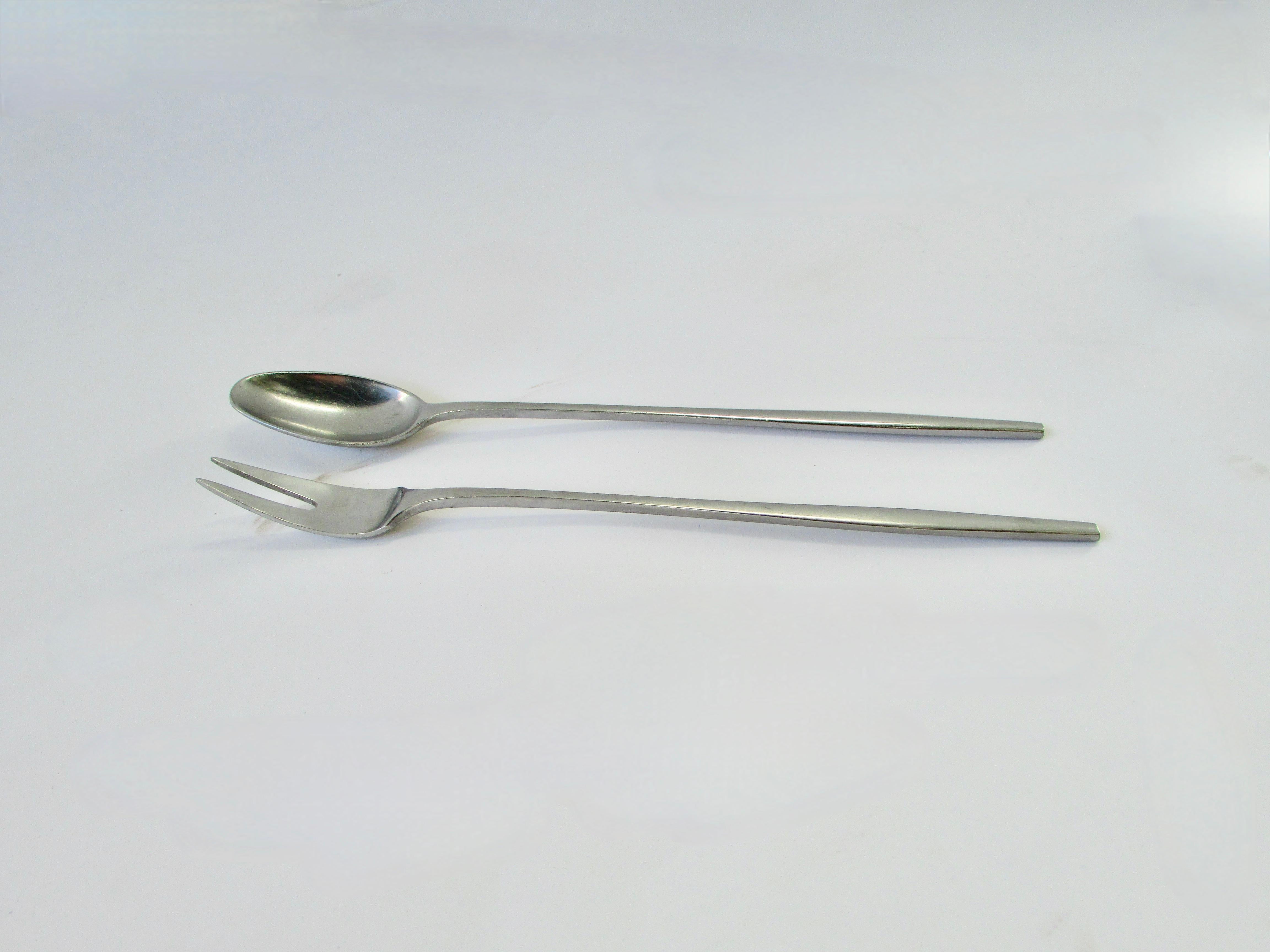 Danish Dansk Designs Denmark JHQ Quistgaard stainless stir spoon olive fork  For Sale