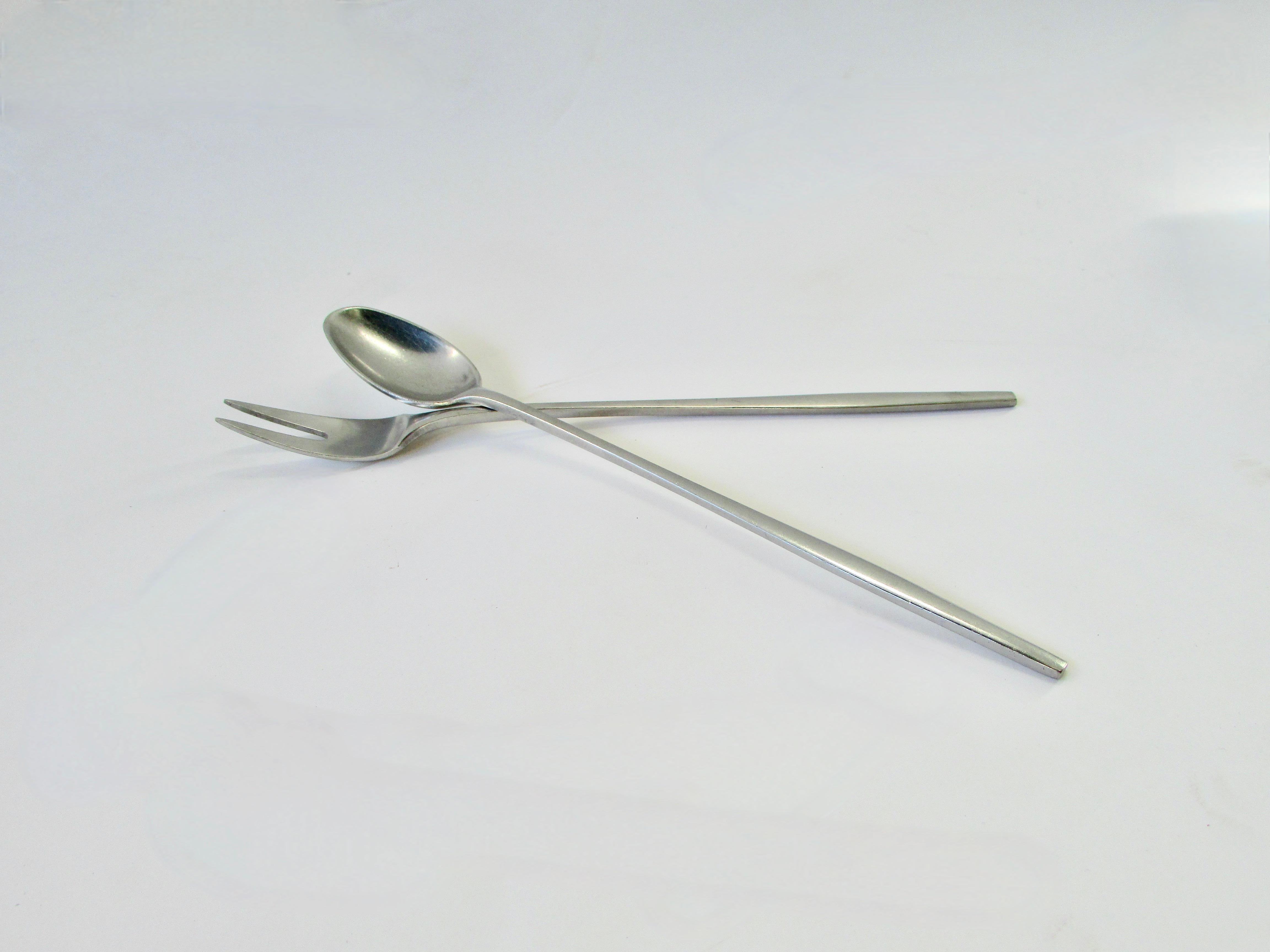 20th Century Dansk Designs Denmark JHQ Quistgaard stainless stir spoon olive fork  For Sale