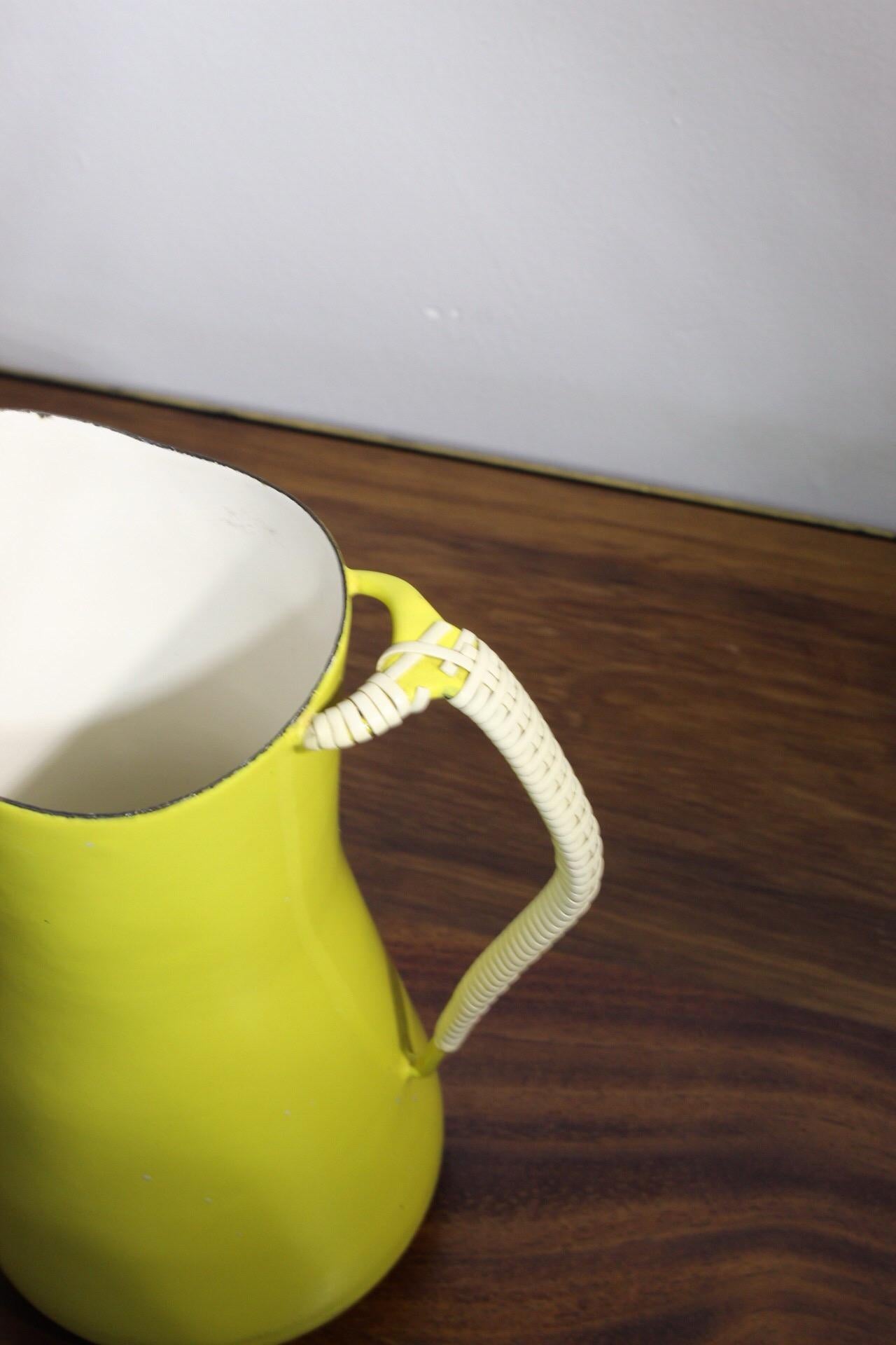 vintage white enamel pitcher