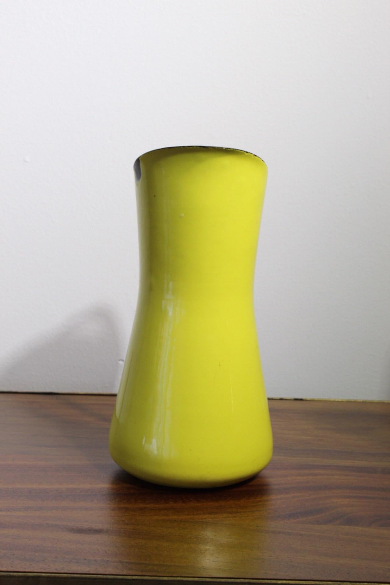 Mid-Century Modern Dansk Designs Denmark Yellow Enamel Pitcher