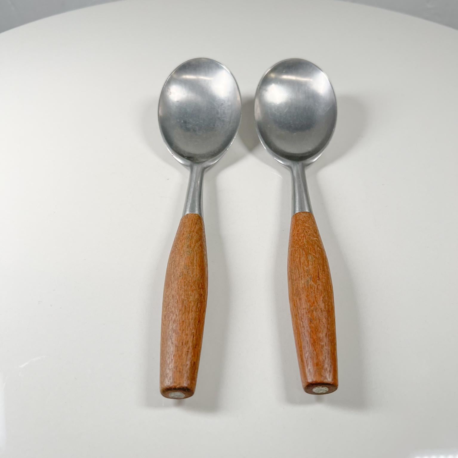 1954 Dansk Germany Fjord Large Spoon Set Teakwood & Stainless Jens Quistgaard In Good Condition In Chula Vista, CA