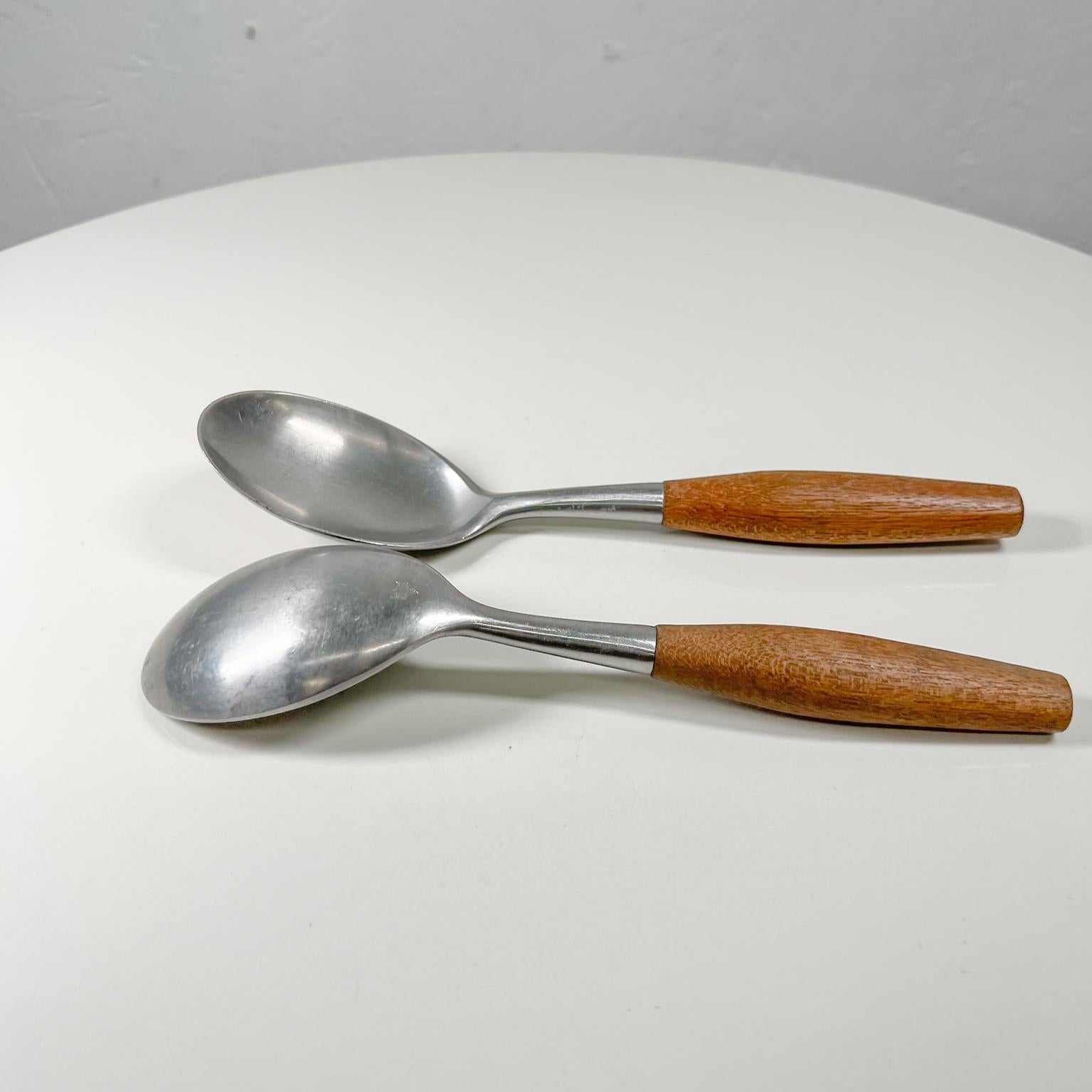 1954 Dansk Germany Fjord Large Spoon Set Teakwood & Stainless Jens Quistgaard 2
