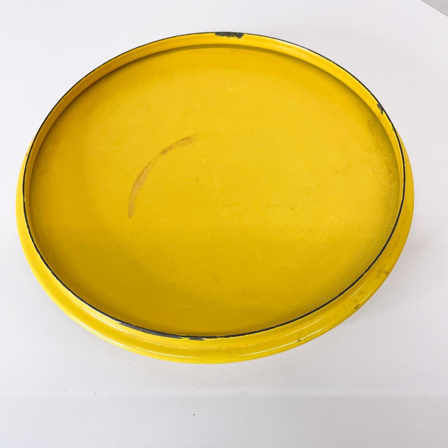 French Dansk Designs Yellow Enamelware Casserole Cover Lid Trivet Top IHQ France 1960s