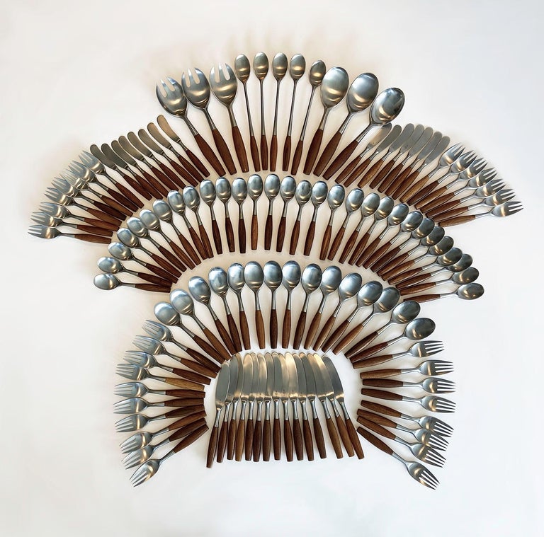Dansk Fjord Flatware 119 Pieces Service for 15 Danish Modern Jens