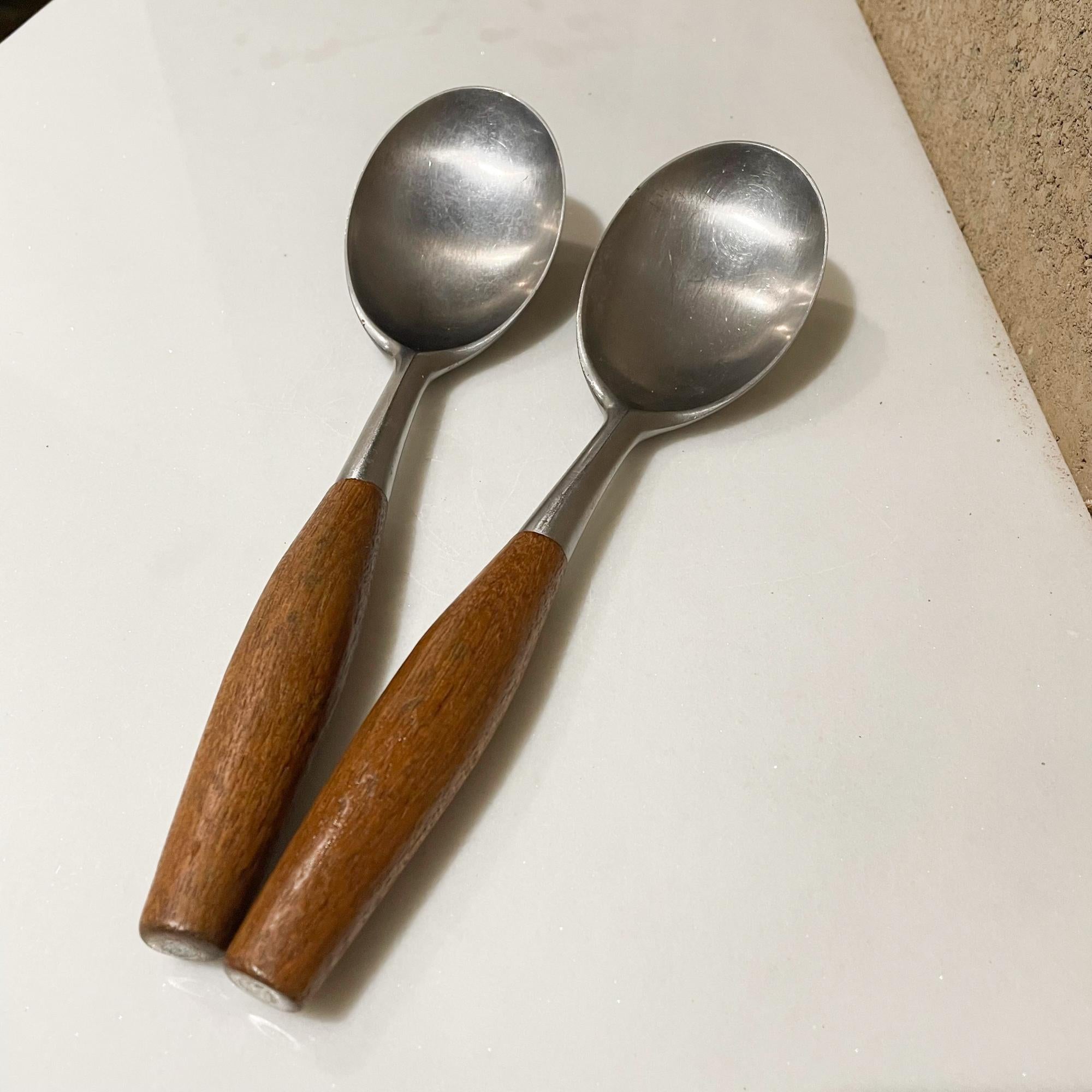 Mid-Century Modern  1954 Dansk IHQ Fjord 2 Large Spoons Teak & Stainless Jens Quistgaard Germany