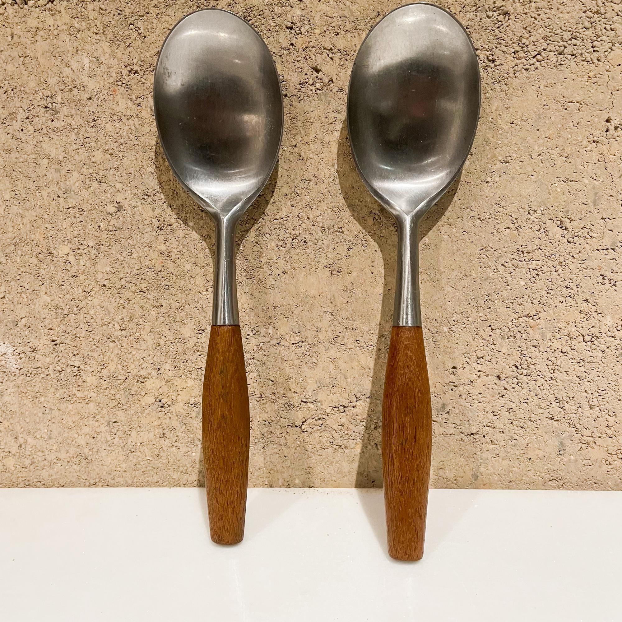 Mid-20th Century  1954 Dansk IHQ Fjord 2 Large Spoons Teak & Stainless Jens Quistgaard Germany