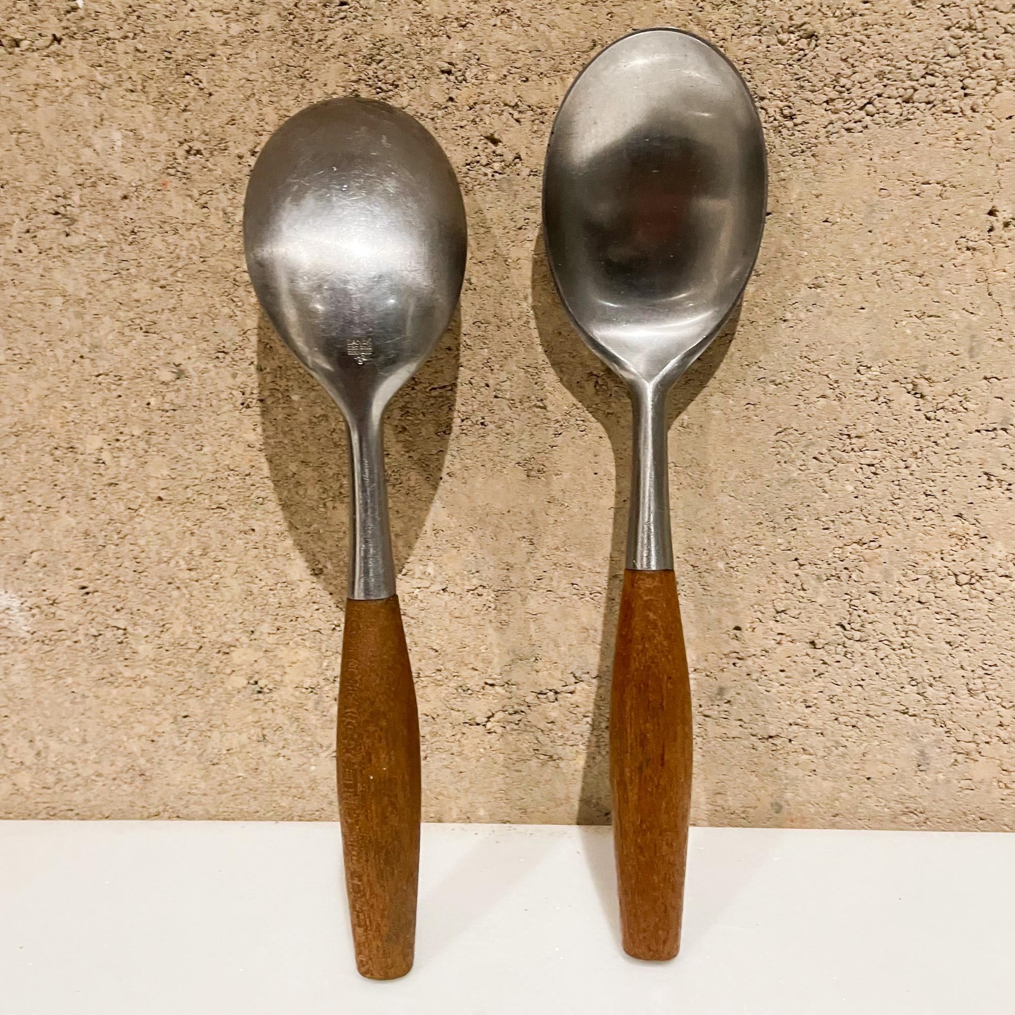  1954 Dansk IHQ Fjord 2 Large Spoons Teak & Stainless Jens Quistgaard Germany 1