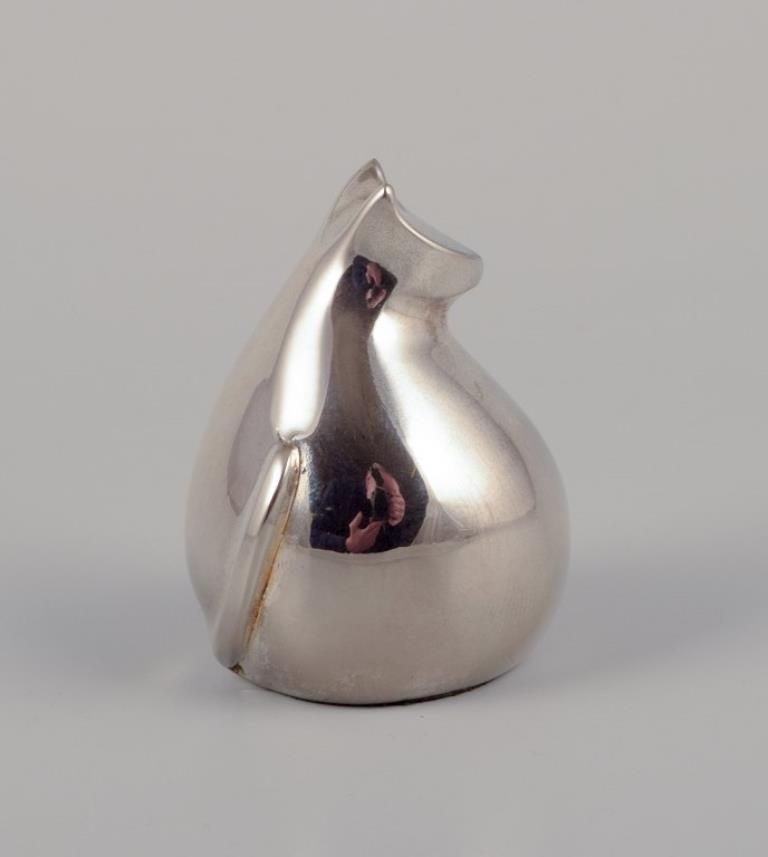 Dansk International Designs Ltd. Petite sculpture d'un chat en argent plaqué. Excellent état - En vente à Copenhagen, DK
