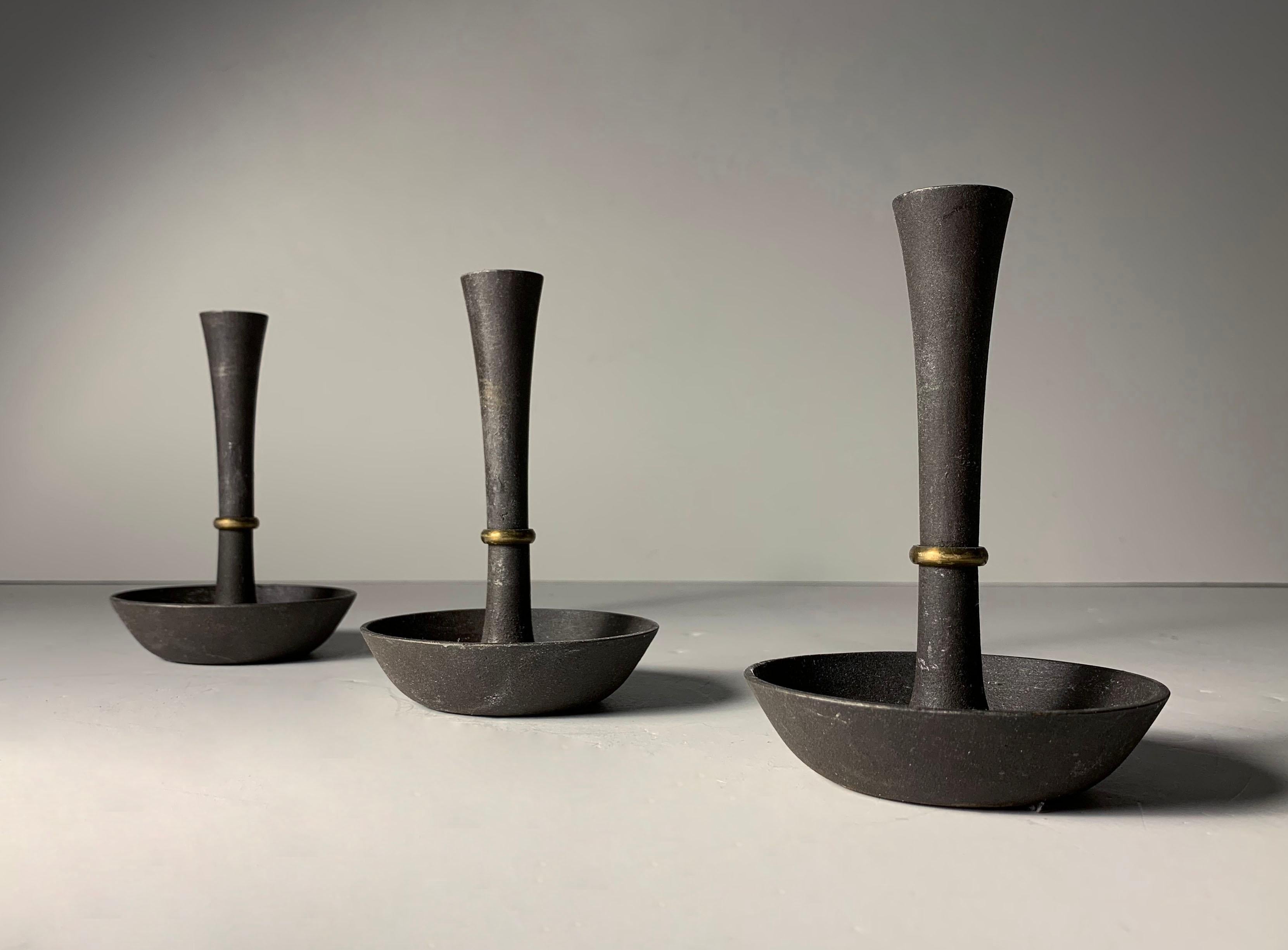 Dansk iron and brass candle holders by Jens Quistgaard

Set of 3.
