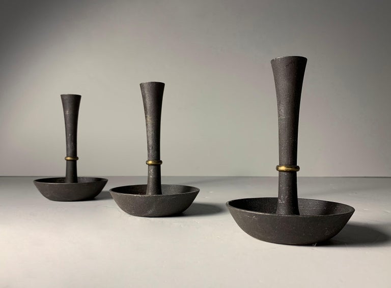 Dansk Iron and Brass Candle Holders by Jens Quistgaard at 1stDibs