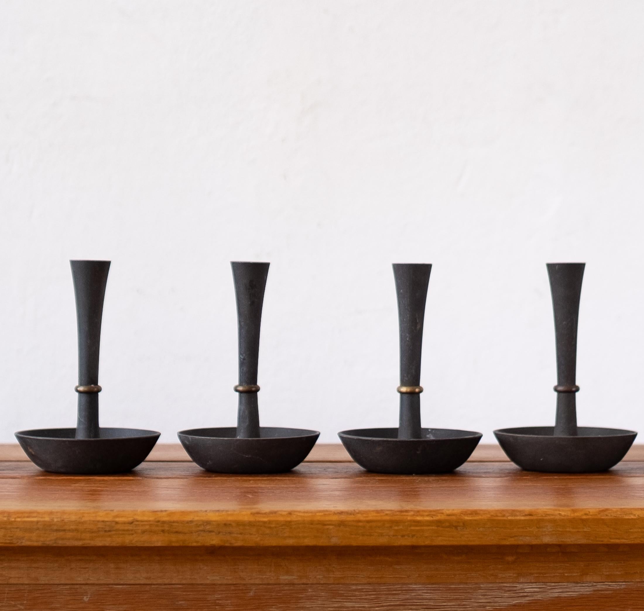 Mid-Century Modern Dansk Iron and Brass Candle Holders by Jens Quistgaard
