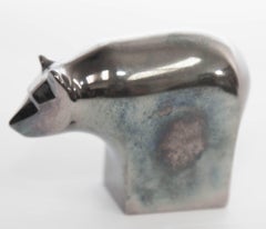 Presse-papiers Dansk Modernist Bear Animal Figure en métal argenté par Gunnar Cyren
