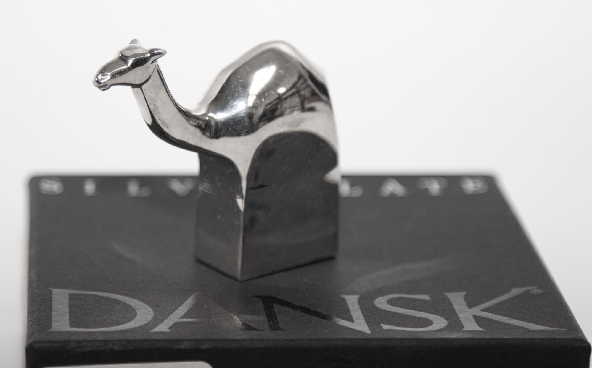 Vintage Dansk Modernist Camel Animal Figure Paperweight Silver Plated designed by Gunnar Cyren for Dansk  designed in circa 1970s.
Wonderful modernist silver plated camel made by Dansk, silver animal figurine that can serve as a paperweight or