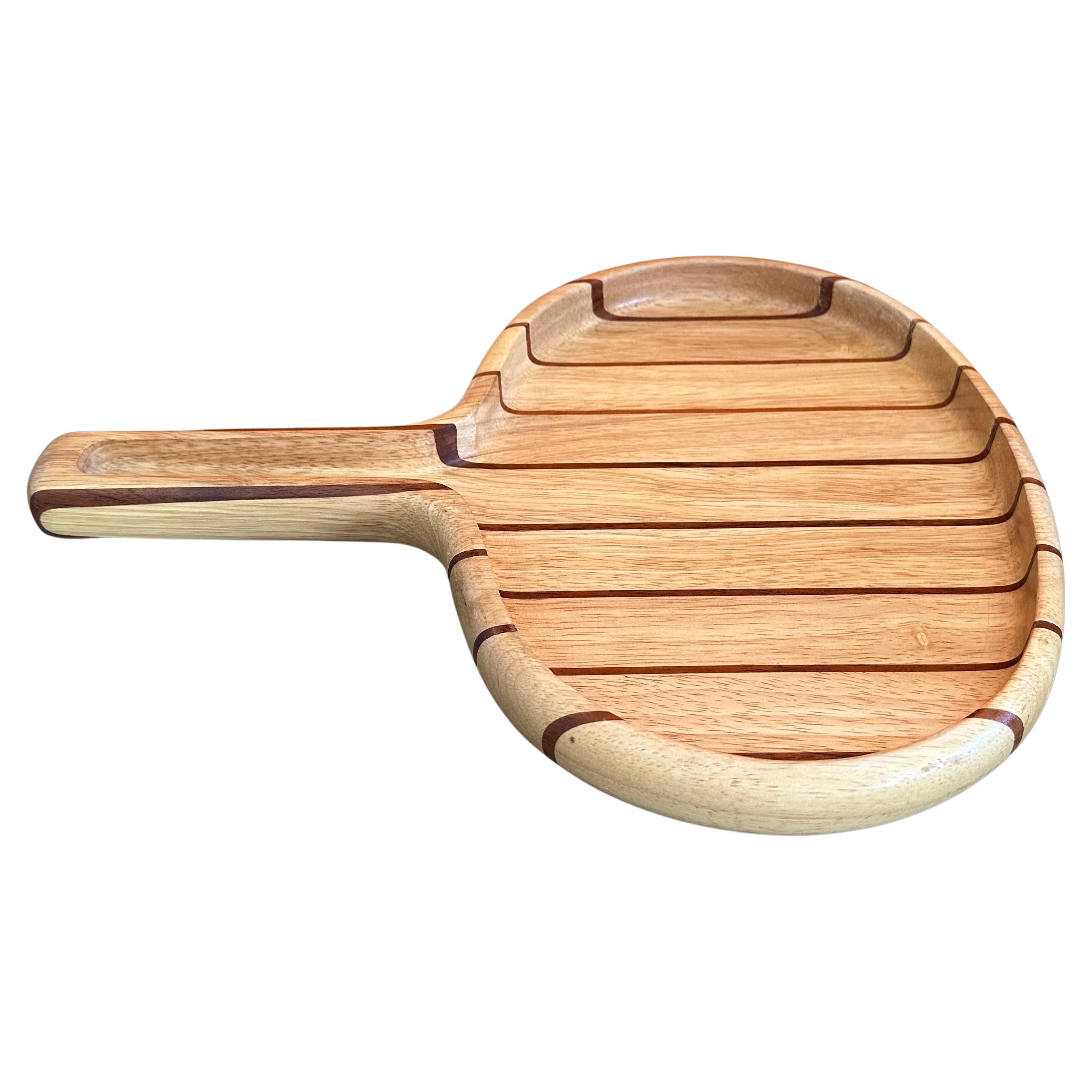 Scandinavian Modern Dansk Paddle Shaped Teak Cheese Board with Fitted Handle for Serving Knife For Sale