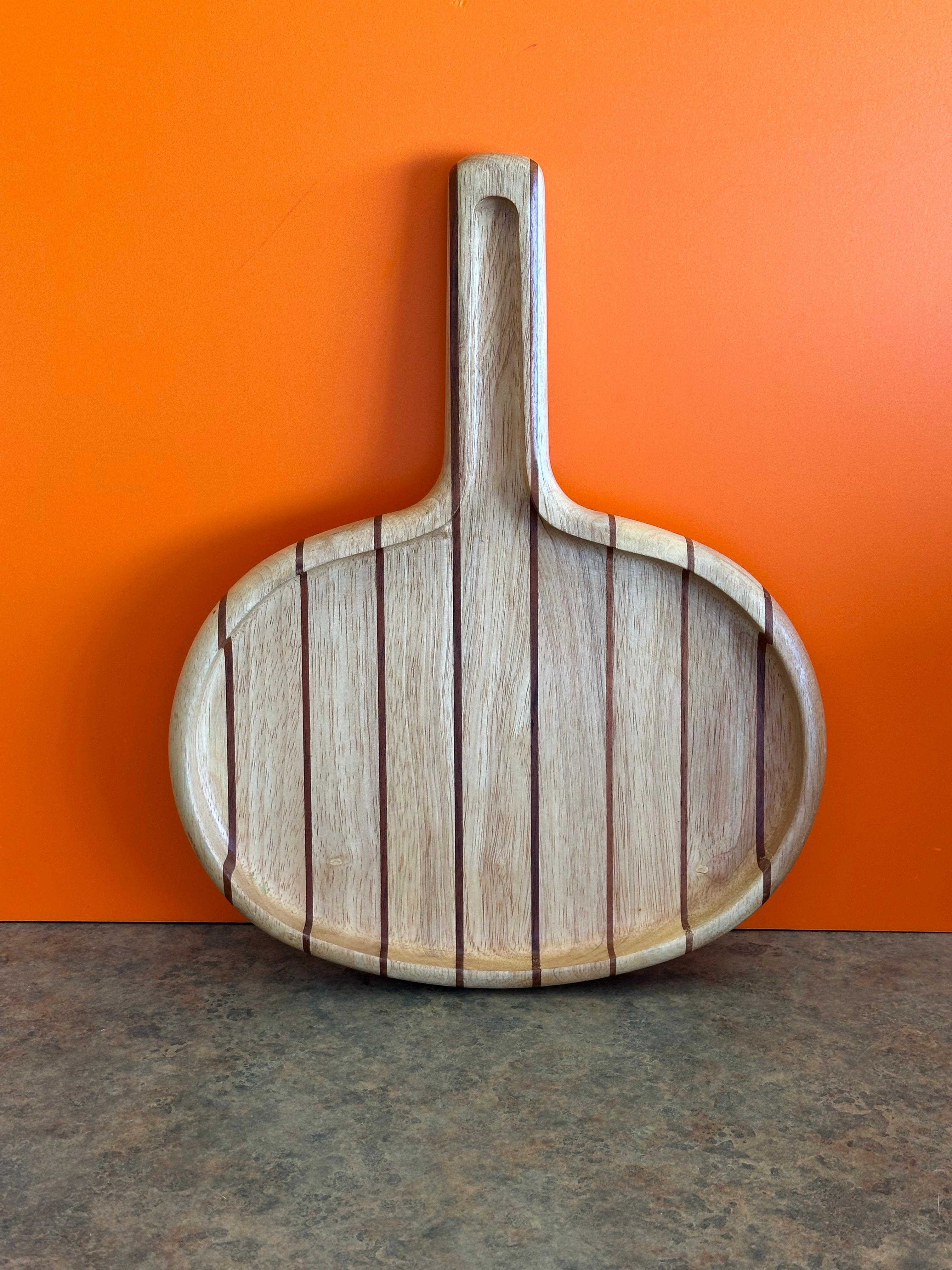 Dansk Paddle Shaped Teak Cheese Board with Fitted Handle for Serving Knife For Sale 2