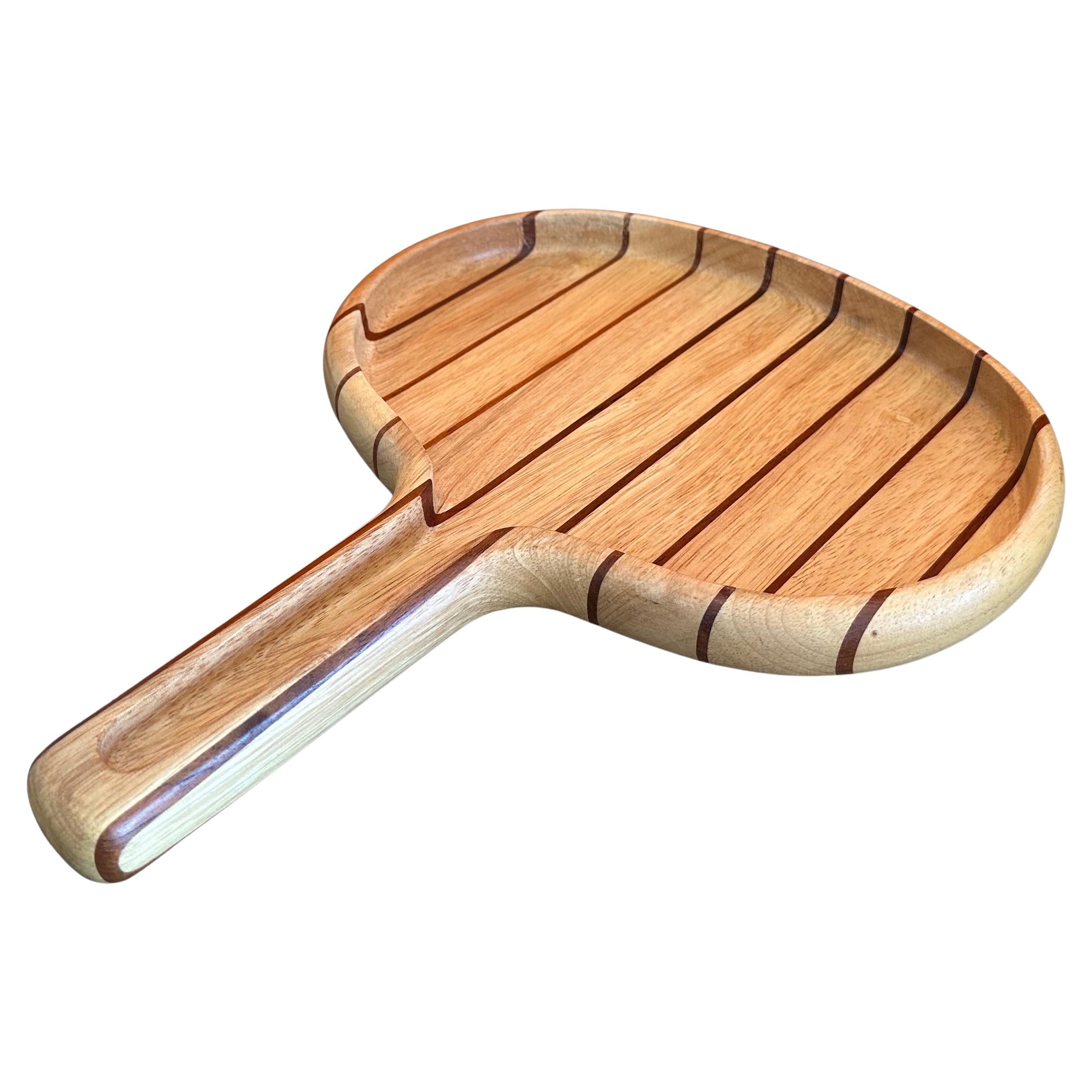 Dansk Paddle Shaped Teak Cheese Board with Fitted Handle for Serving Knife For Sale
