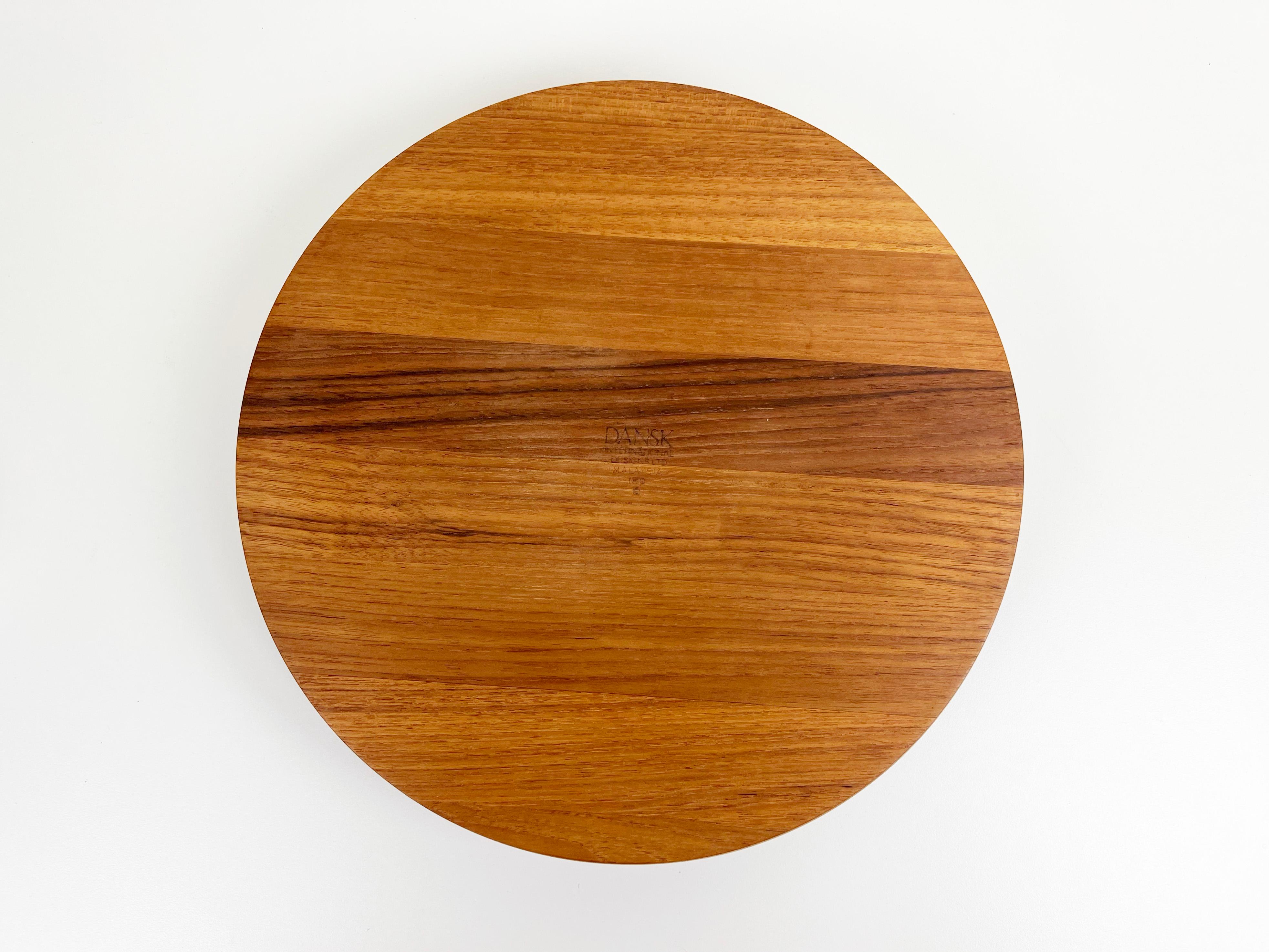 Dansk Round Teak Serving Tray with Ceramic Ramekin 1