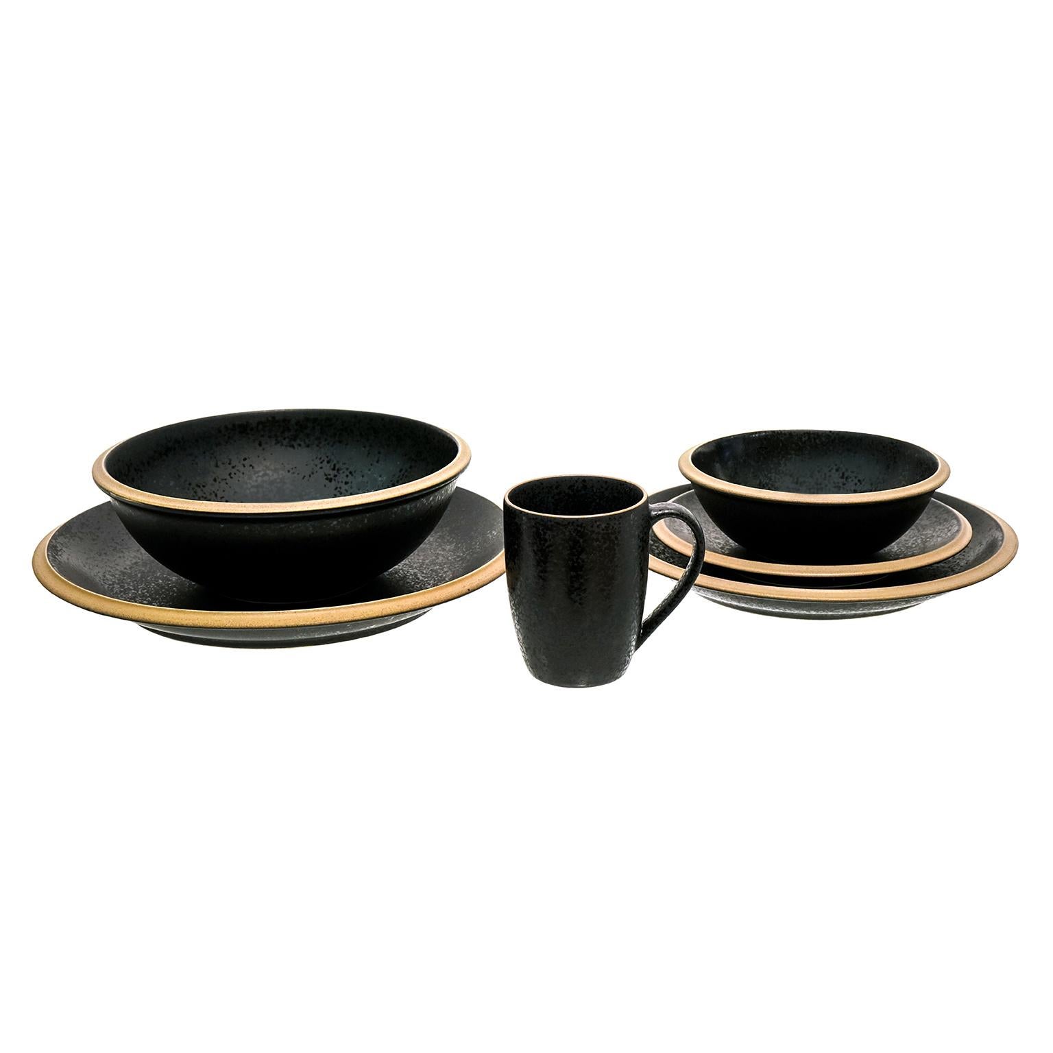 Dansk Santiago Black One-of-a-kind Set of Dinnerware In Excellent Condition For Sale In Litchfield, CT