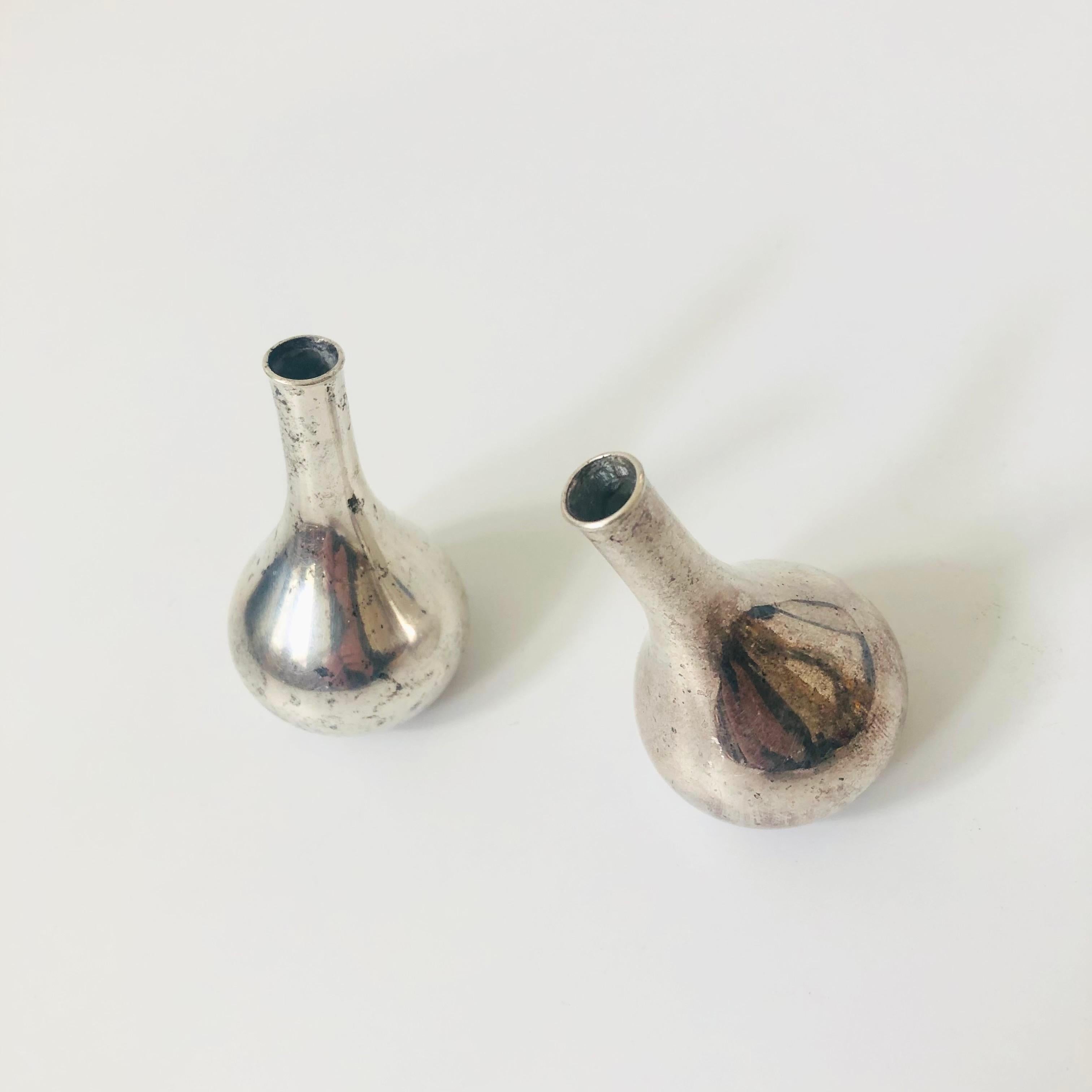 Mid-Century Modern Dansk Silver Onion Tiny Taper Candle Holders by Jens Quistgaard - Set of 2 For Sale
