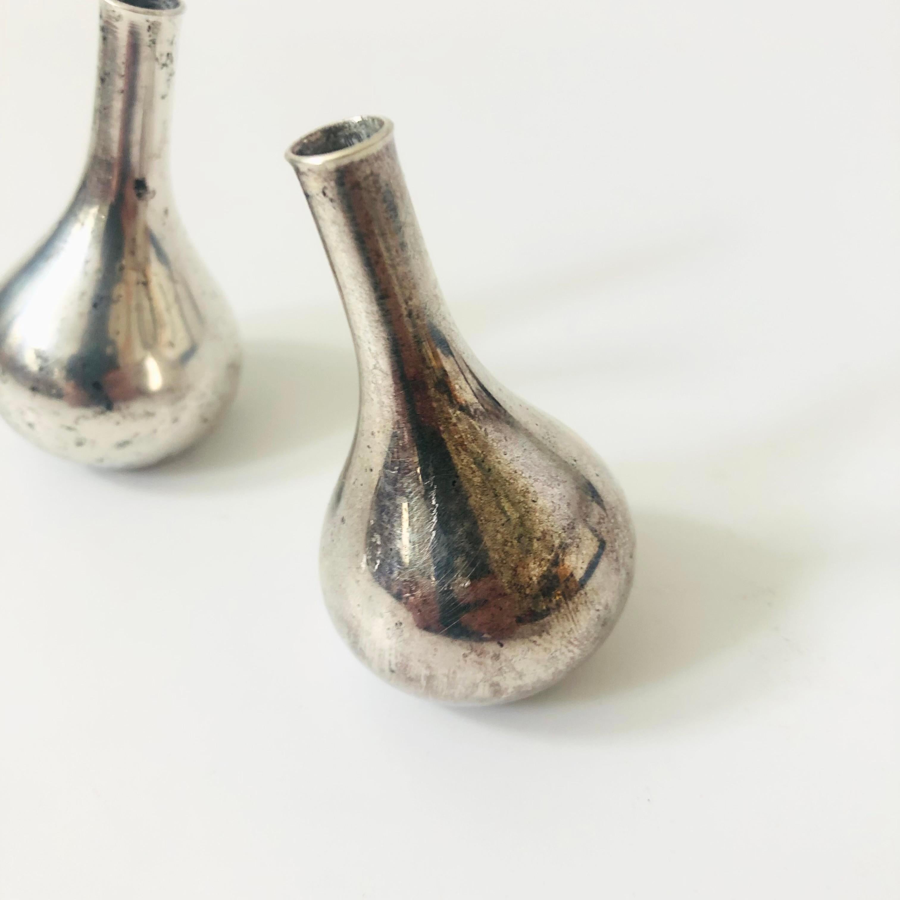 Dansk Silver Onion Tiny Taper Candle Holders by Jens Quistgaard - Set of 2 In Good Condition In Fairfield, CA