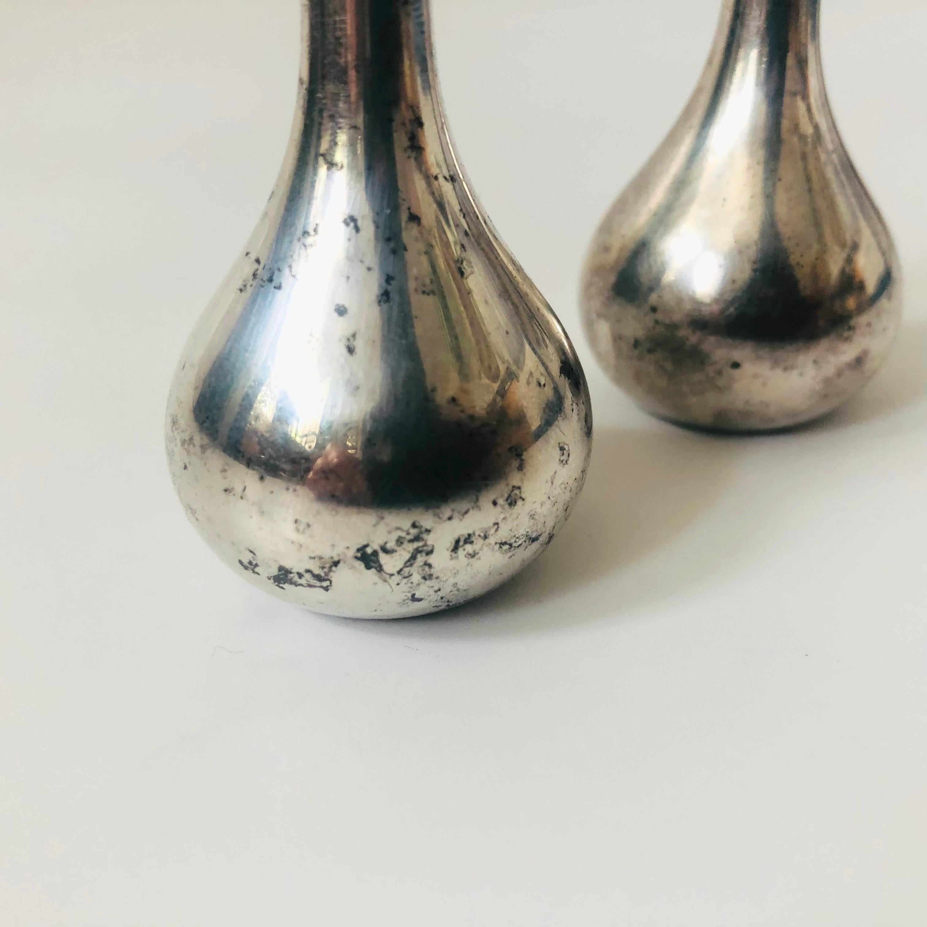 Metal Dansk Silver Onion Tiny Taper Candle Holders by Jens Quistgaard - Set of 2 For Sale