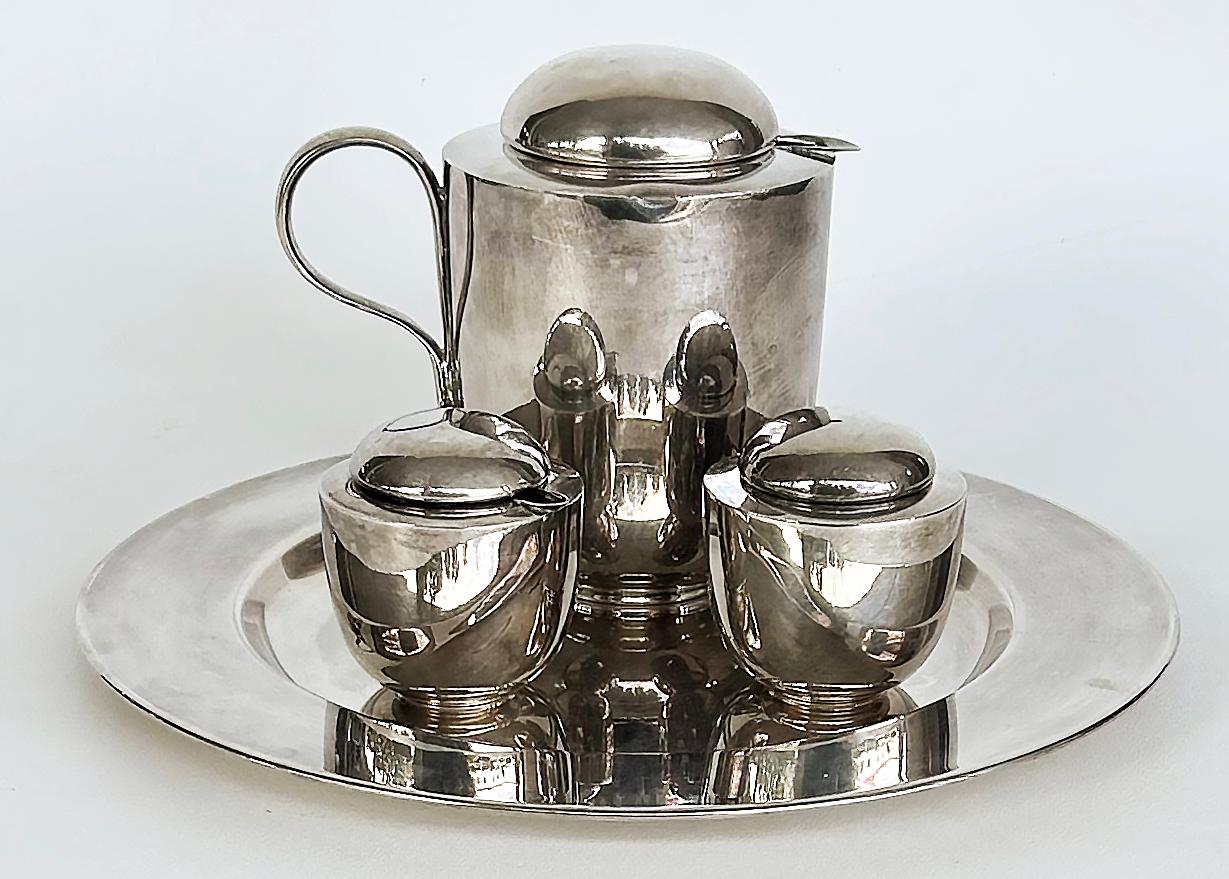 Dansk Silver-Plated Brass Tea Set Designed by V. Lorenzo Porcelli For Sale 2