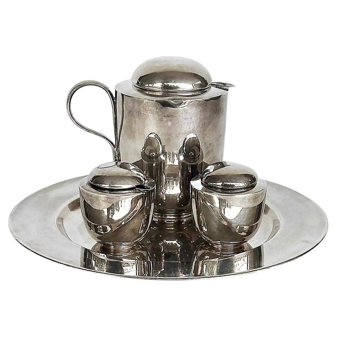 Dansk Silver-Plated Brass Tea Set Designed by V. Lorenzo Porcelli For Sale
