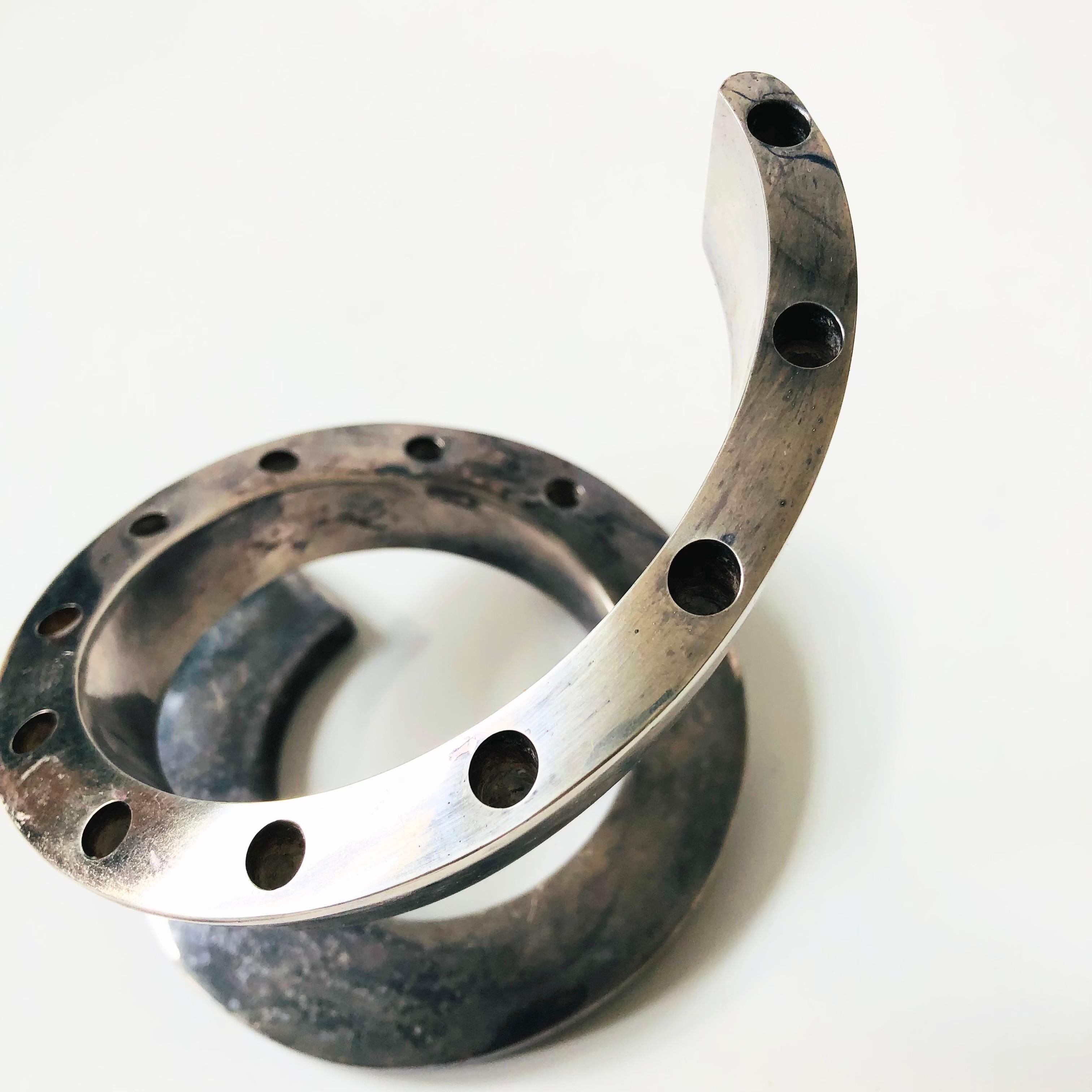 Dansk Silver Spiral Candle Holder by Bertil Vallien In Good Condition In Vallejo, CA