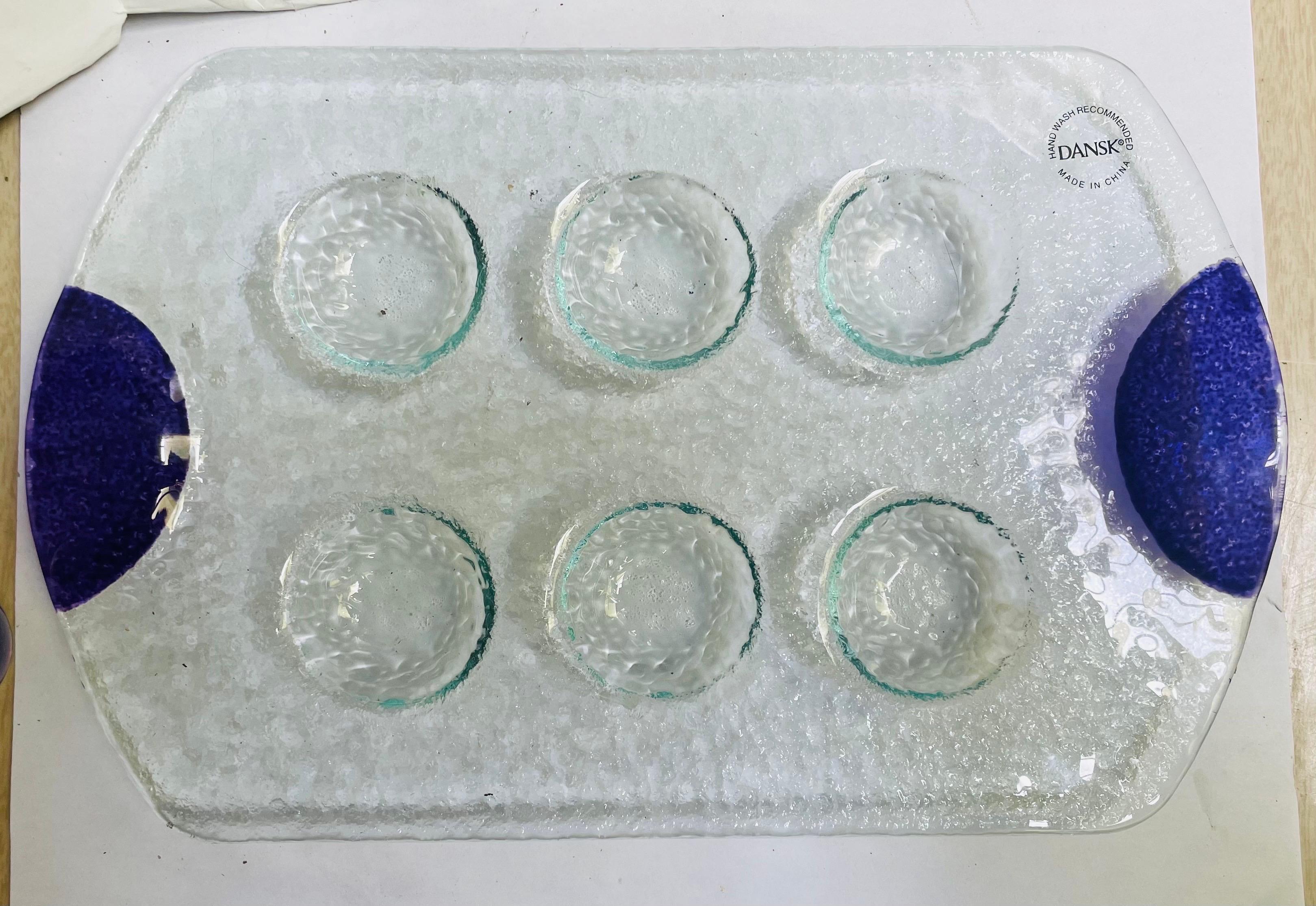 Dansk Spectra Cordials Set W/Tray Crystal Colorful Art Glass Shot Glasses For Sale 6