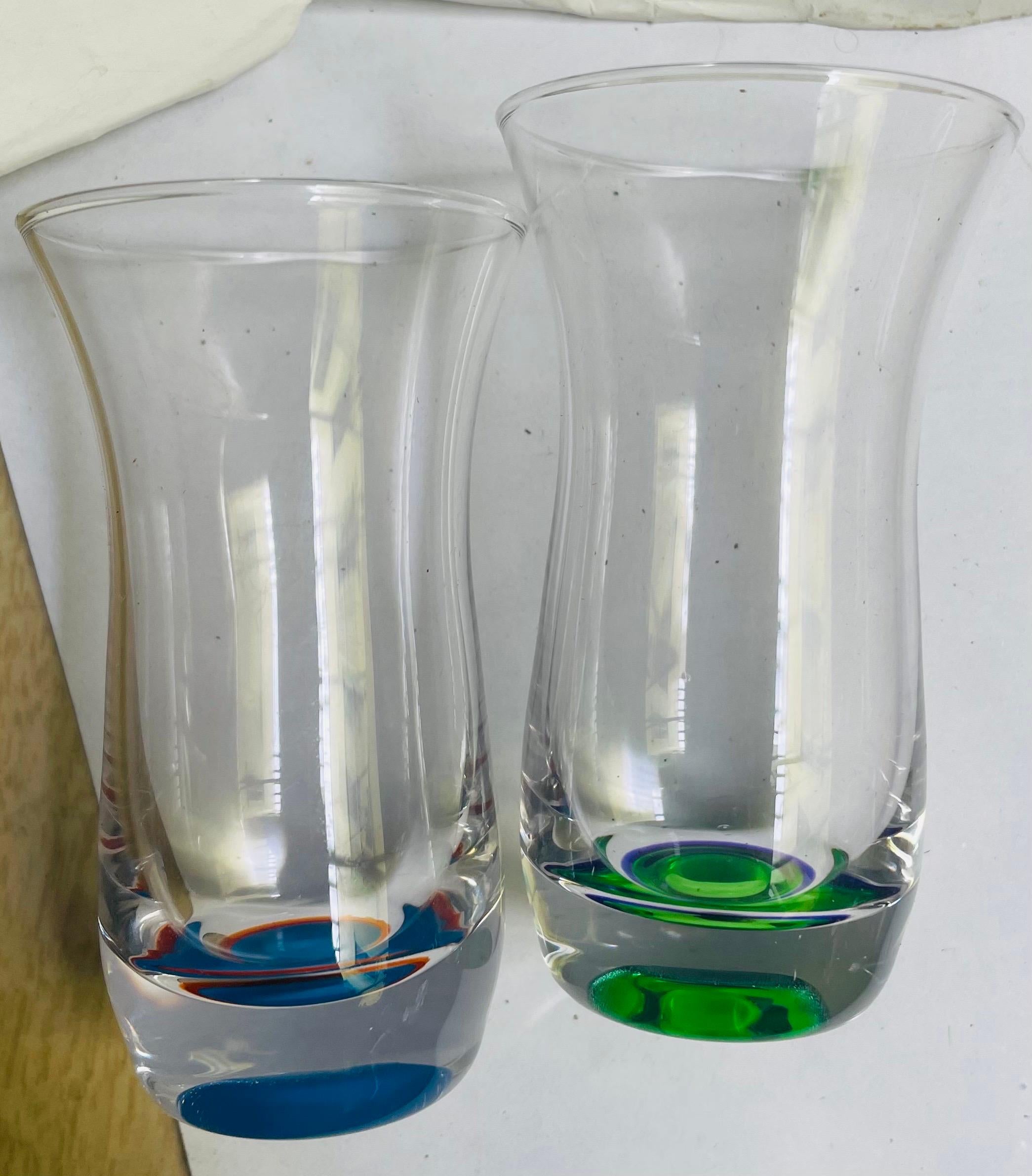 Chinese Dansk Spectra Cordials Set W/Tray Crystal Colorful Art Glass Shot Glasses For Sale