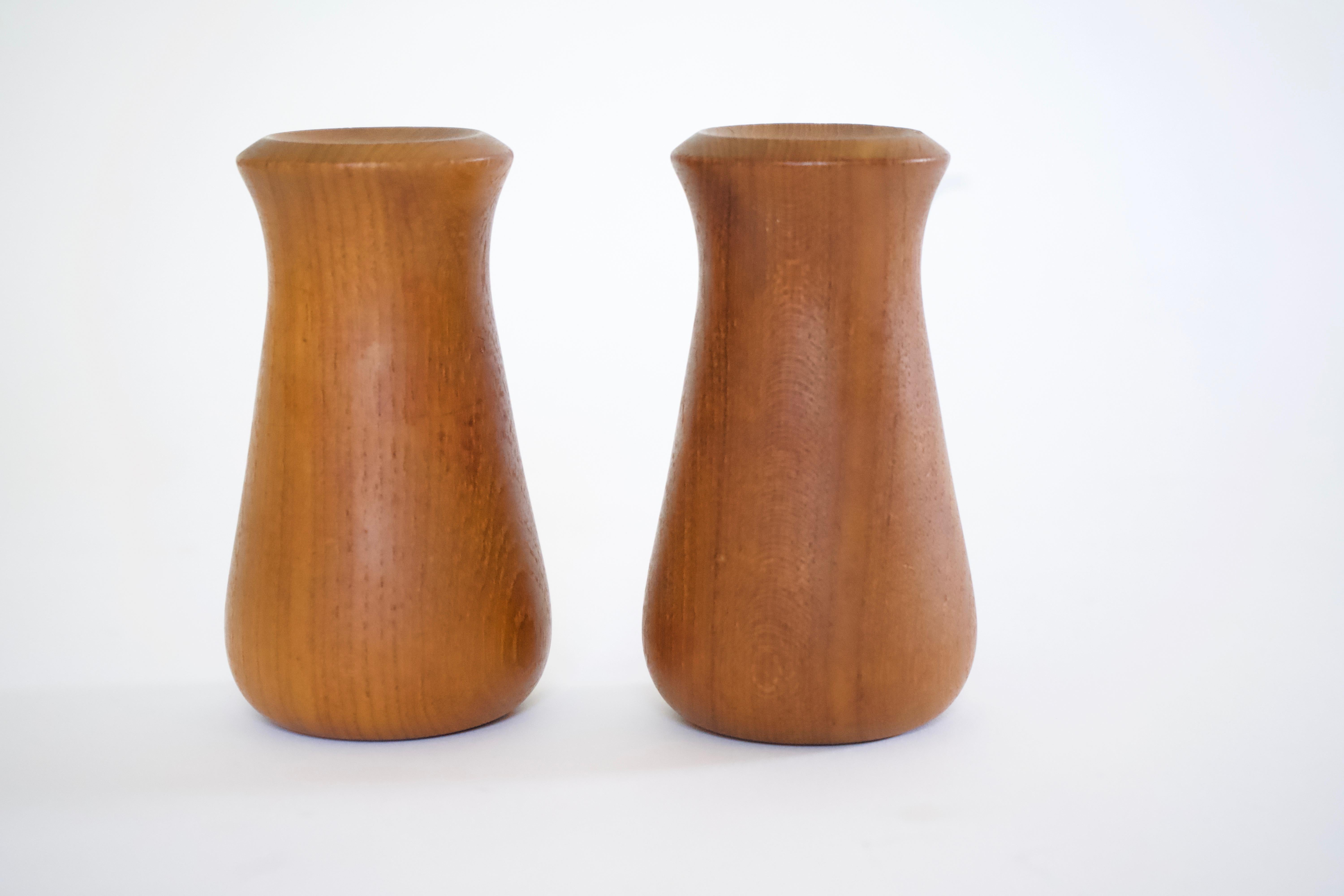 Teak sculptural Dansk salt and pepper shakers.