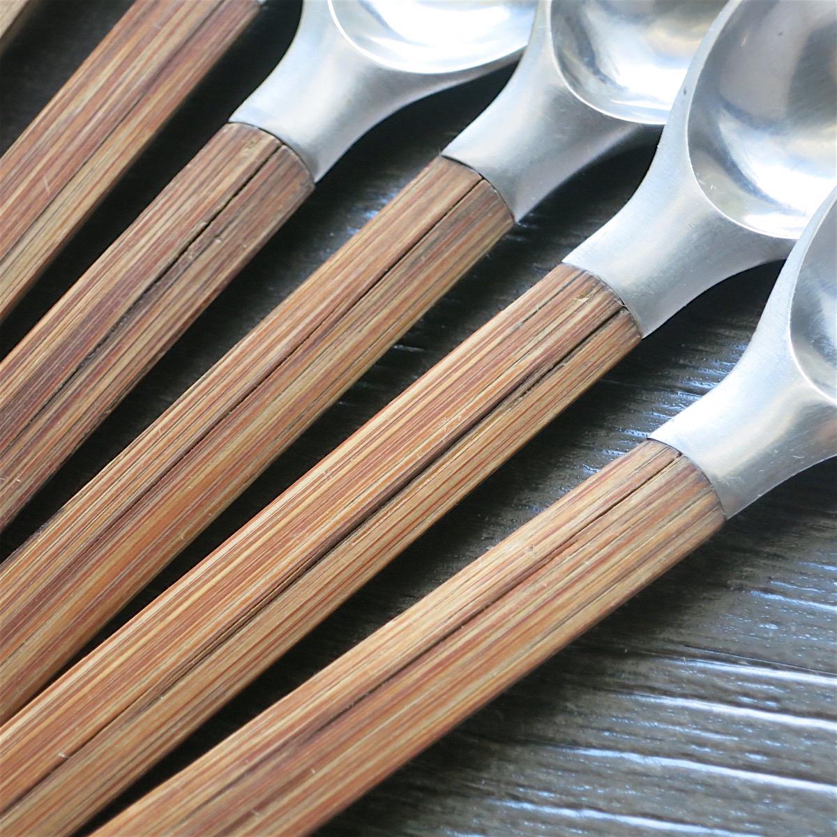 Mid-20th Century Dansk Toke Flatware, Service for 4 Stainless Steel Bamboo Wood Handles For Sale