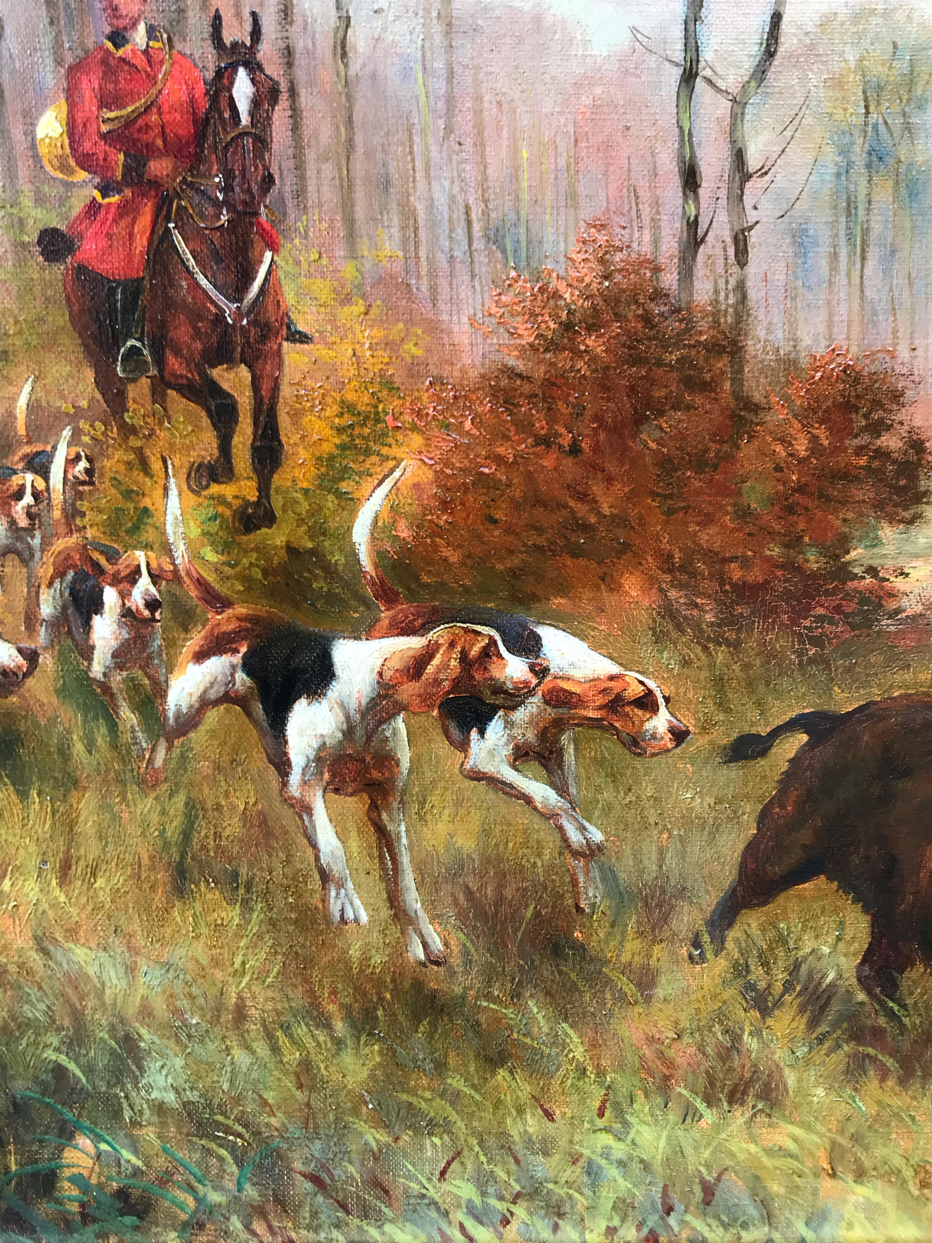 Huntings With Retrievers in pair - Academic Painting by DANTAN Maurice Etienne   