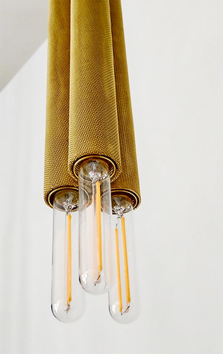 European Dante 3, Customizable Solid Brass Tripple Pendant Light by Candas Design For Sale
