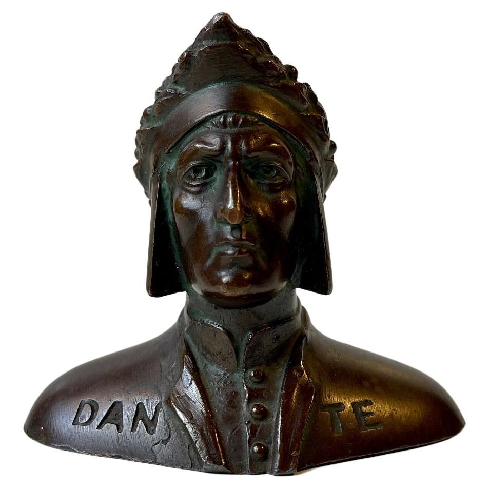 Dante Alighieri Small Bronze Bust, Grand Tour 19th Century