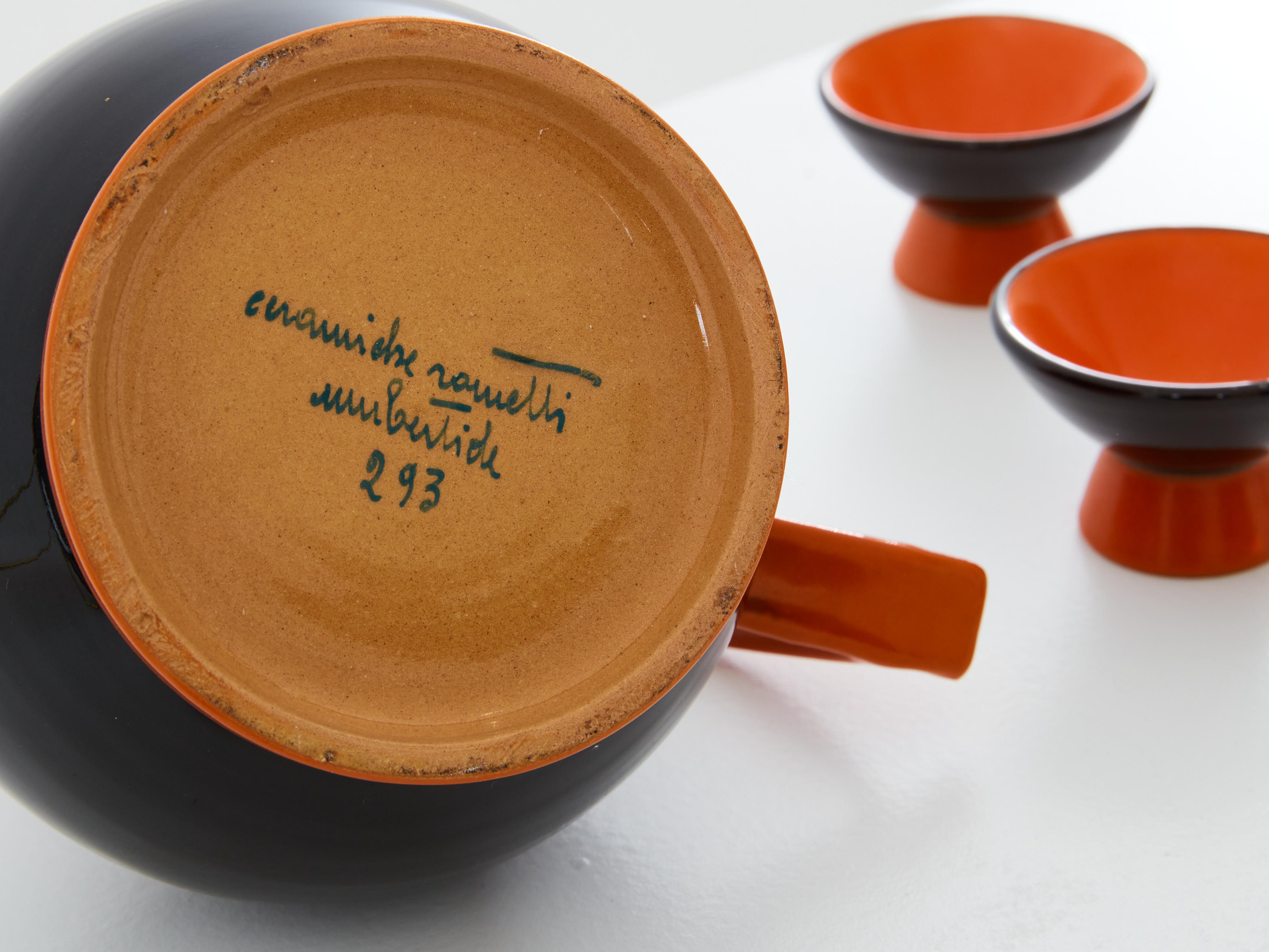 Dante Baldelli for Rometti Umbertide Ceramic Liqueur set 1930  For Sale 1