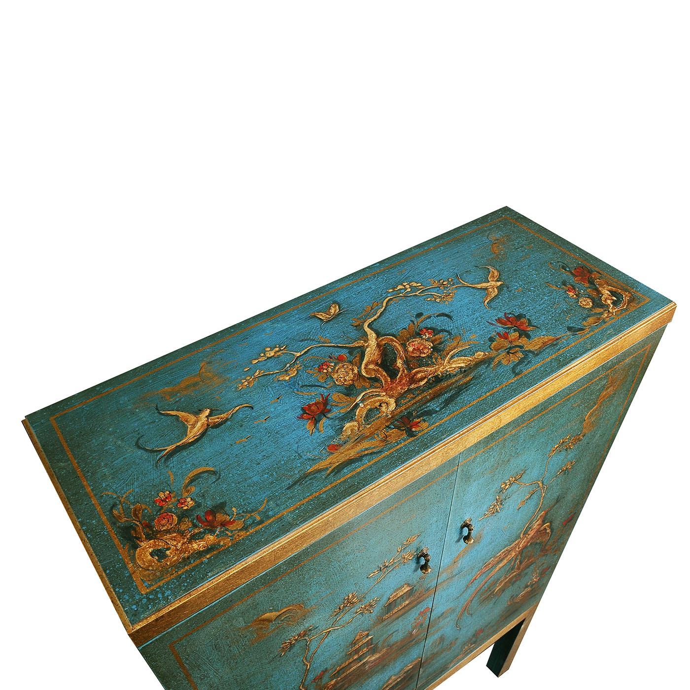 italien Meuble de bar en bois sculpté de style chinoiserie Dante par Spini Firenze en vente