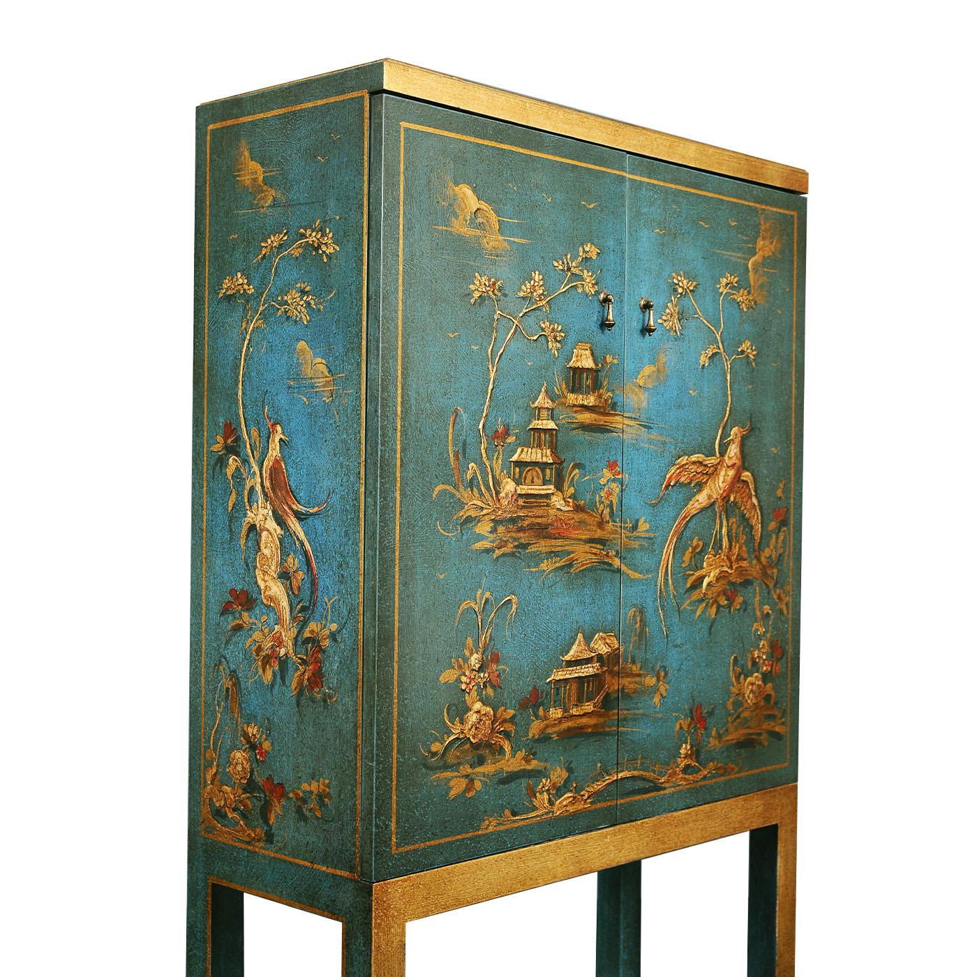 Meuble de bar en bois sculpté de style chinoiserie Dante par Spini Firenze Neuf - En vente à Milan, IT