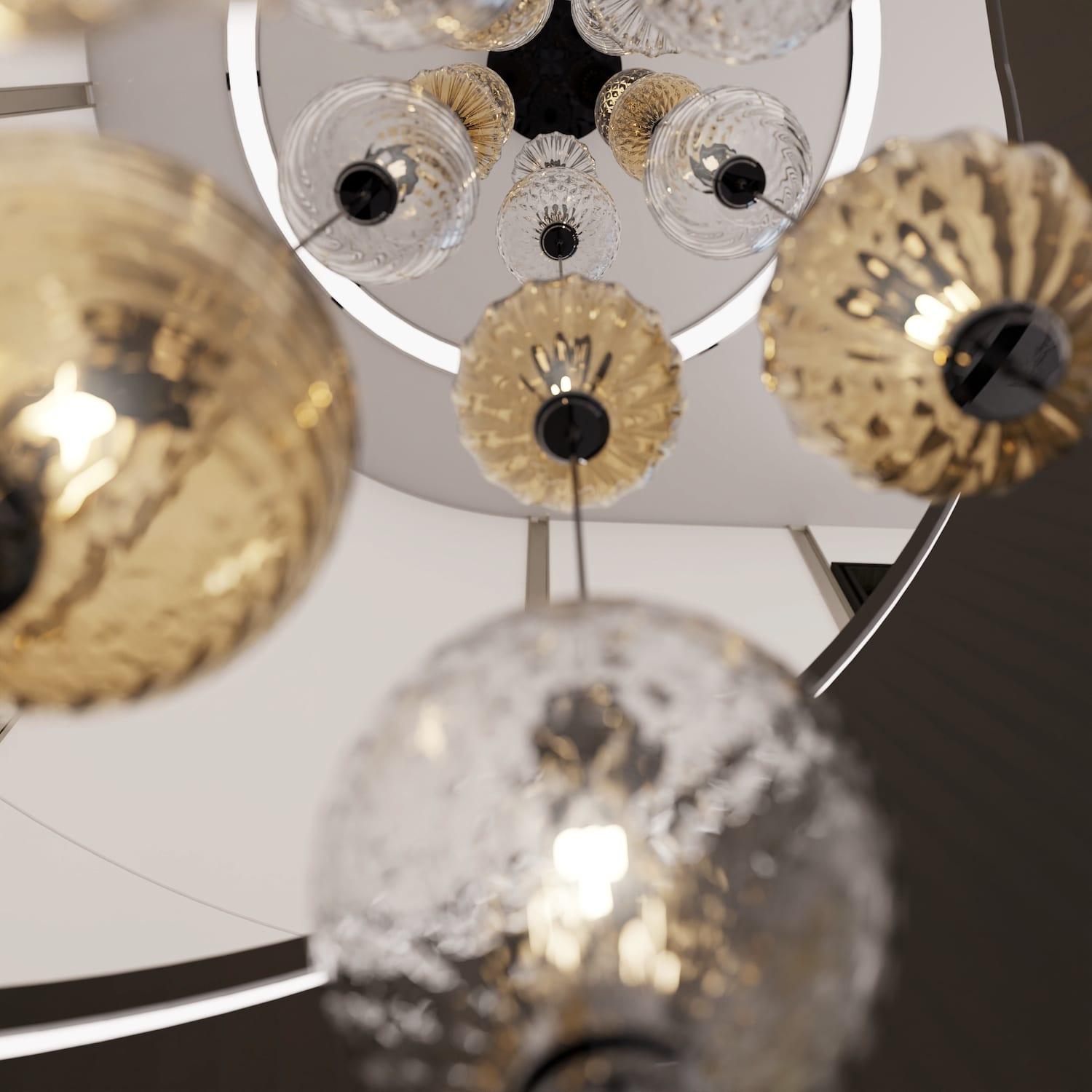 Questa creazione di illuminazione è realizzata completamente a mano dai Maestri vetrai secondo antiche e segrete tradizioni tramandate di padre in figlio da secoli.‎
Il Vetro di Murano è il vetro più famoso al mondo ed uno dei prodotti del Made in