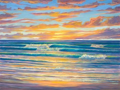 Carmel Beach Sunset Surf - Landscape Painting - Oil On Canvas By Dante Rondo